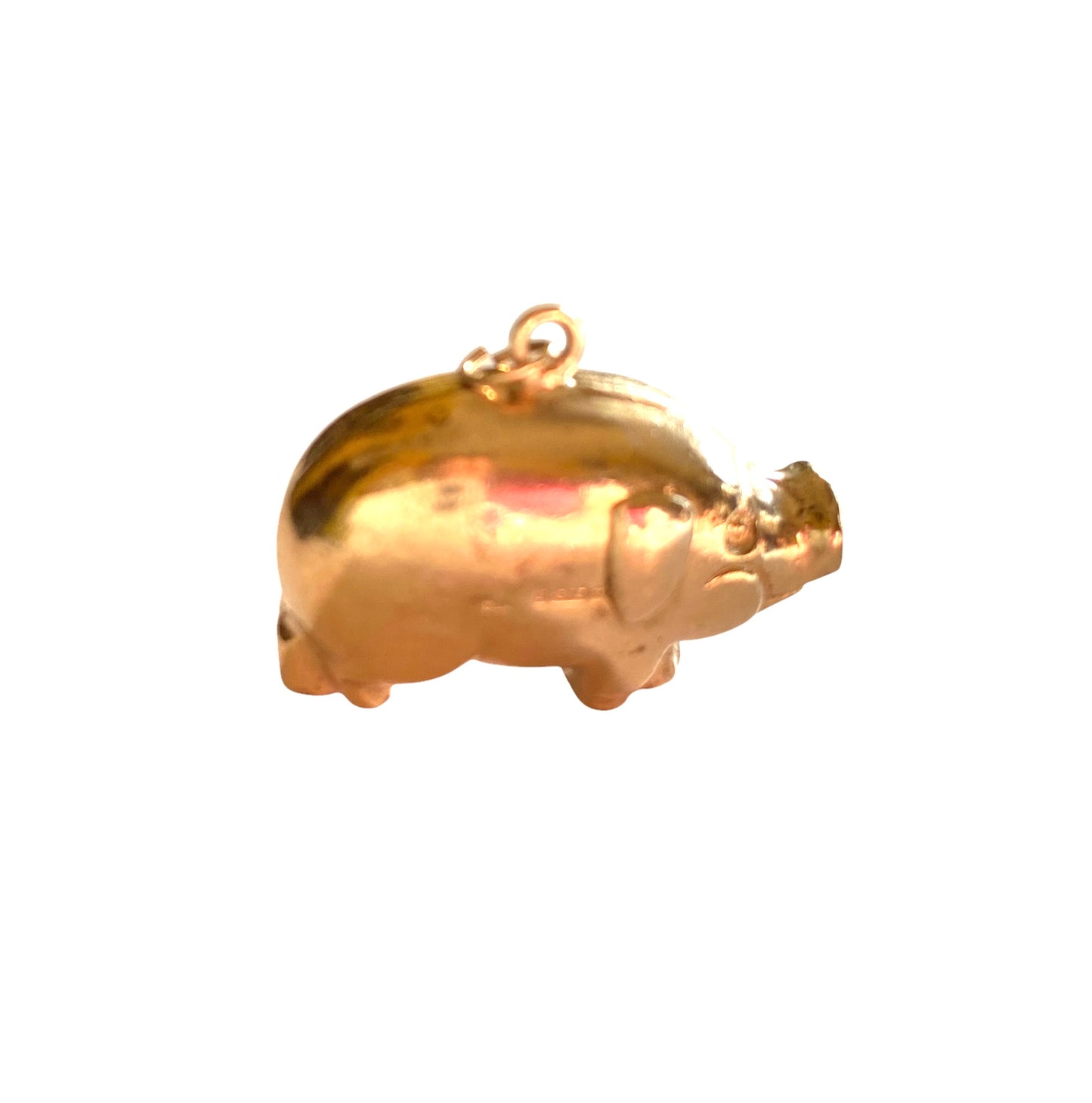 9ct vintage large pig charm . circa 1967 (2.6g) hollow