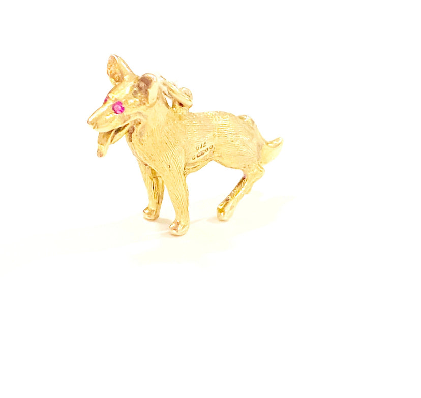 9ct vintage Alsatian/ German Shepard charm solid gold by Georg Jensen circa 1964 6.5g