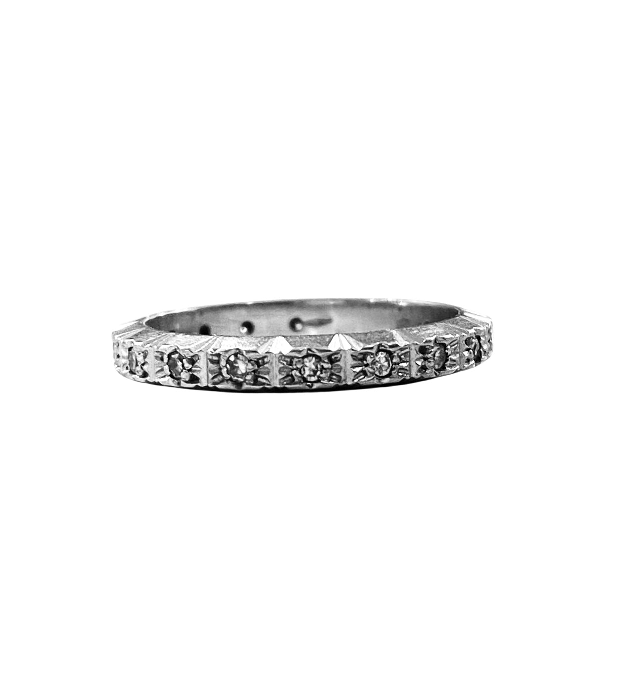 14ct 585 white gold diamond eternity ring . ring size M