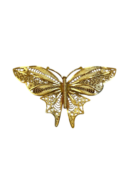 9ct vintage butterfly brooch and pendant