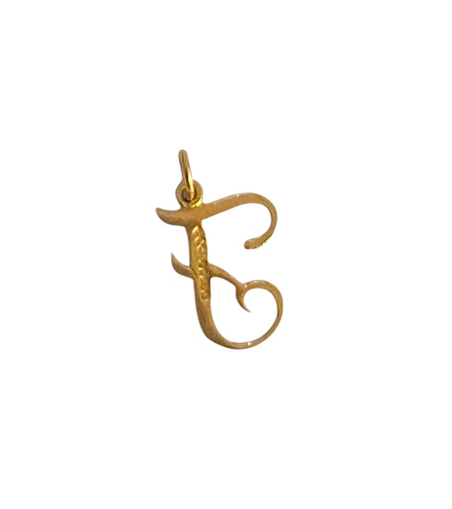 9ct pre owned italic initial F charm / pendant