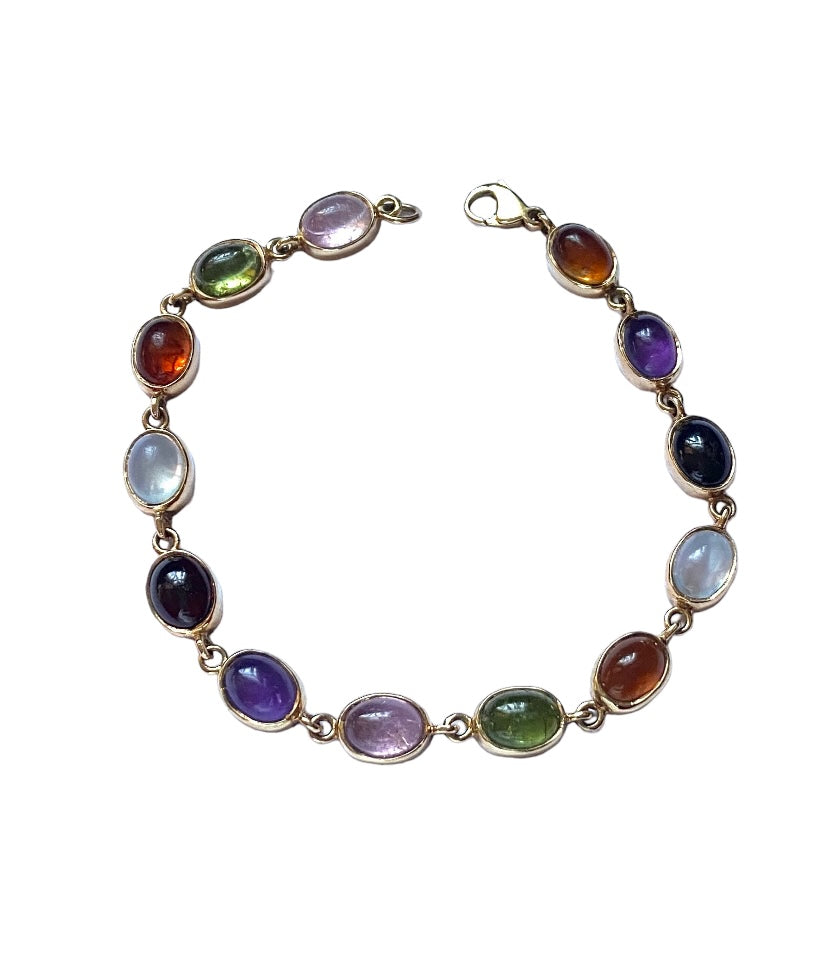 9ct 375 yellow gold multi gemstone bracelet circa 1985