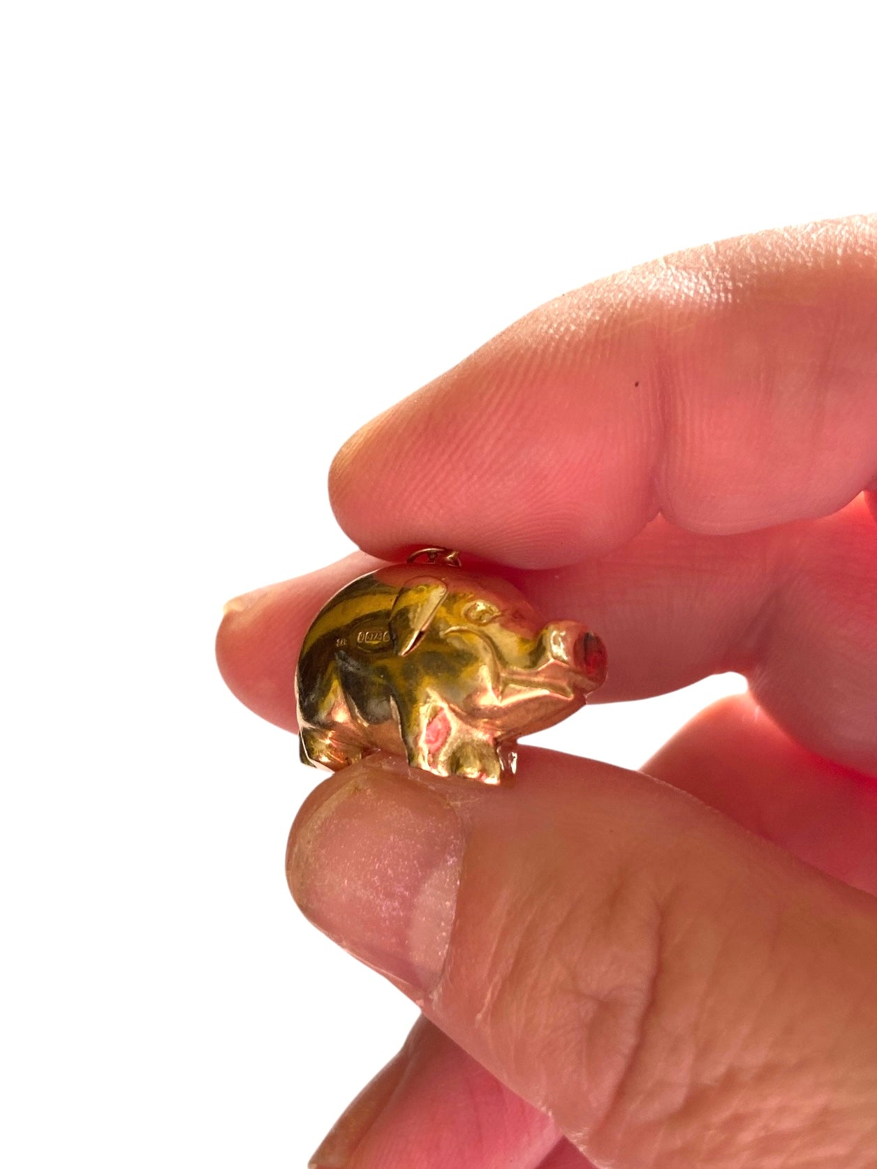 9ct vintage large pig charm . circa 1967 (2.6g) hollow