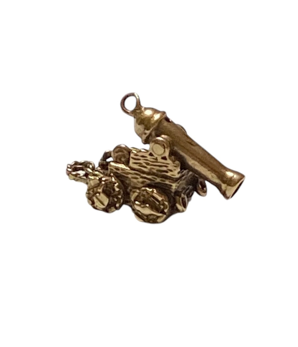 9ct vintage cannon charm. articulated