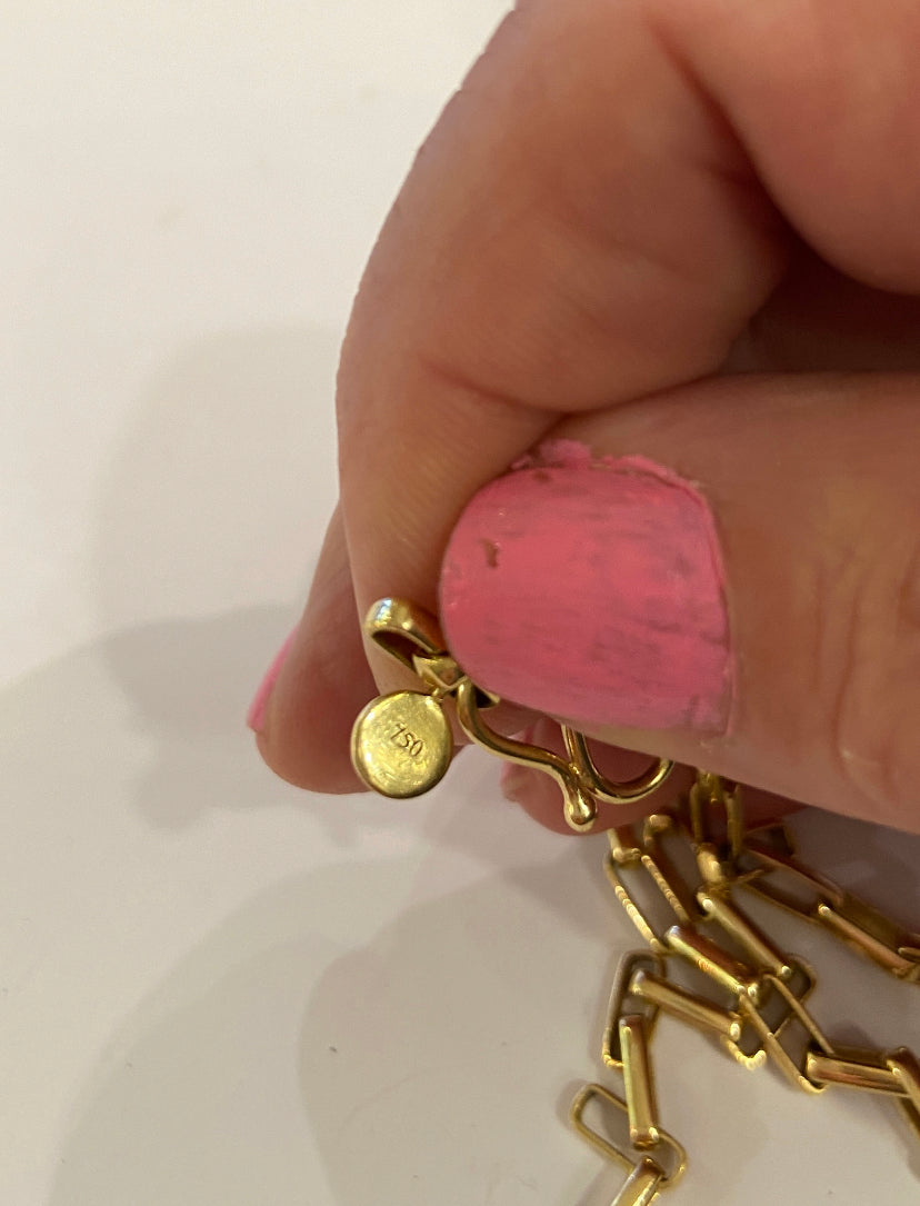 18ct pre owned paper chase link necklace 18 1/2 inches 20.2g