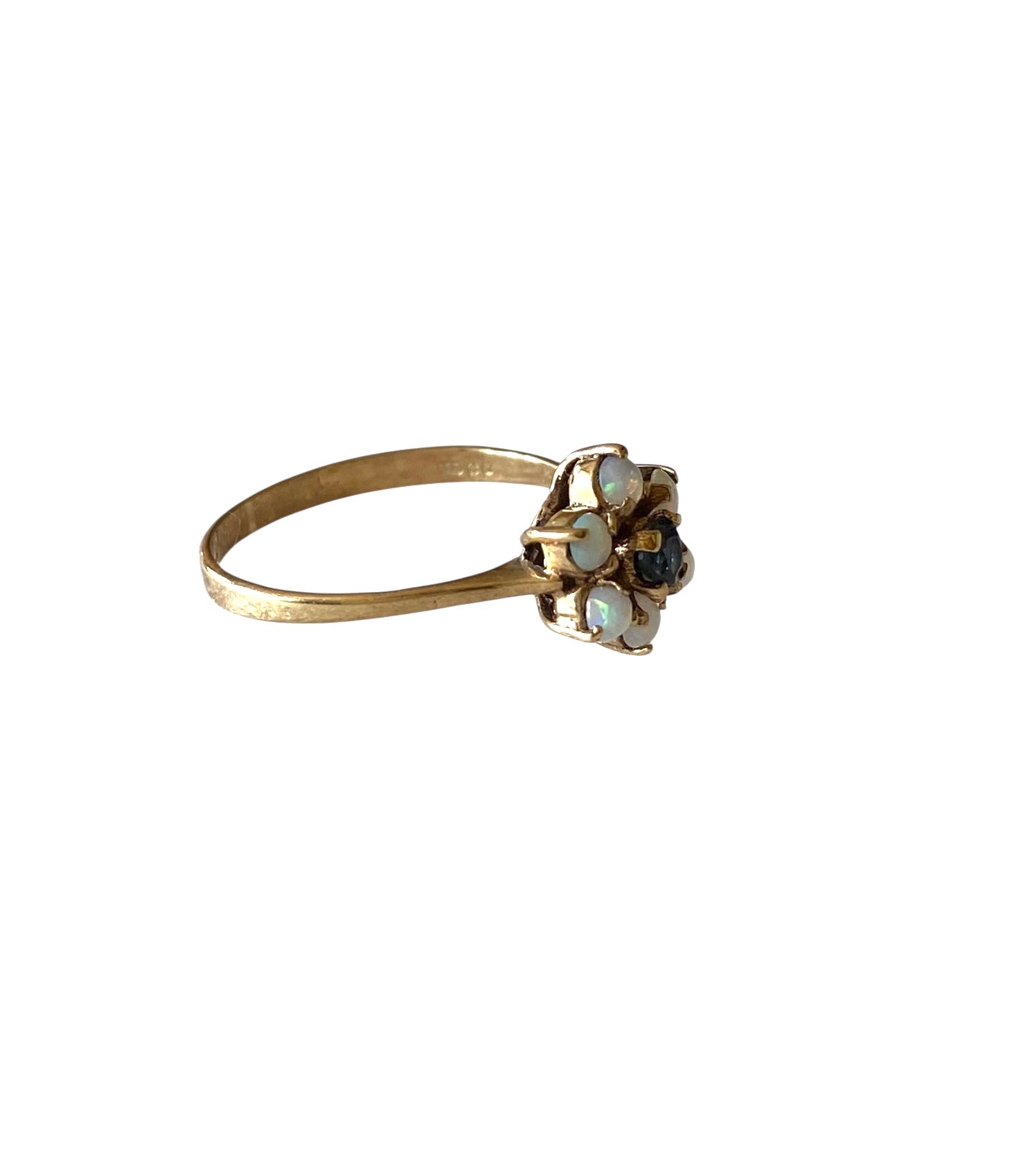 9ct vintage opal and sapphire cluster ring size K