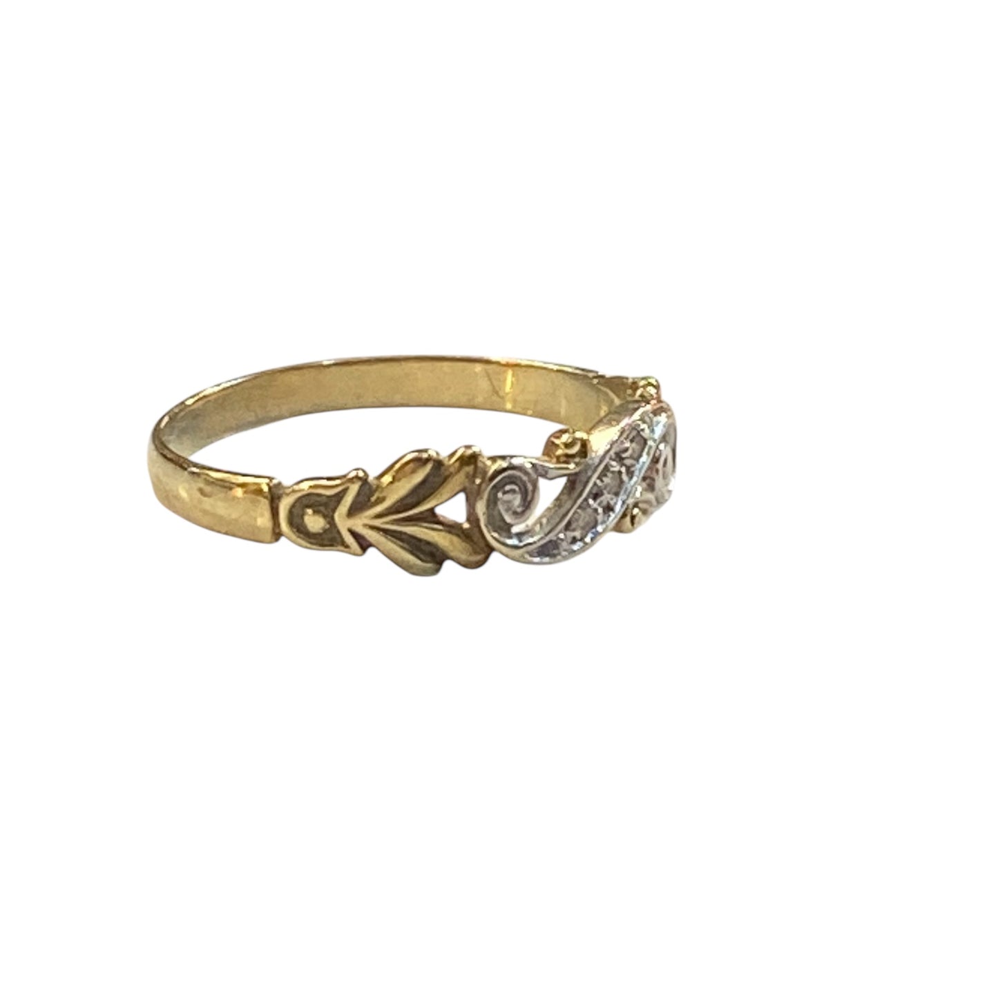 9ct vintage diamond ring, stacking ring size R circa 1989