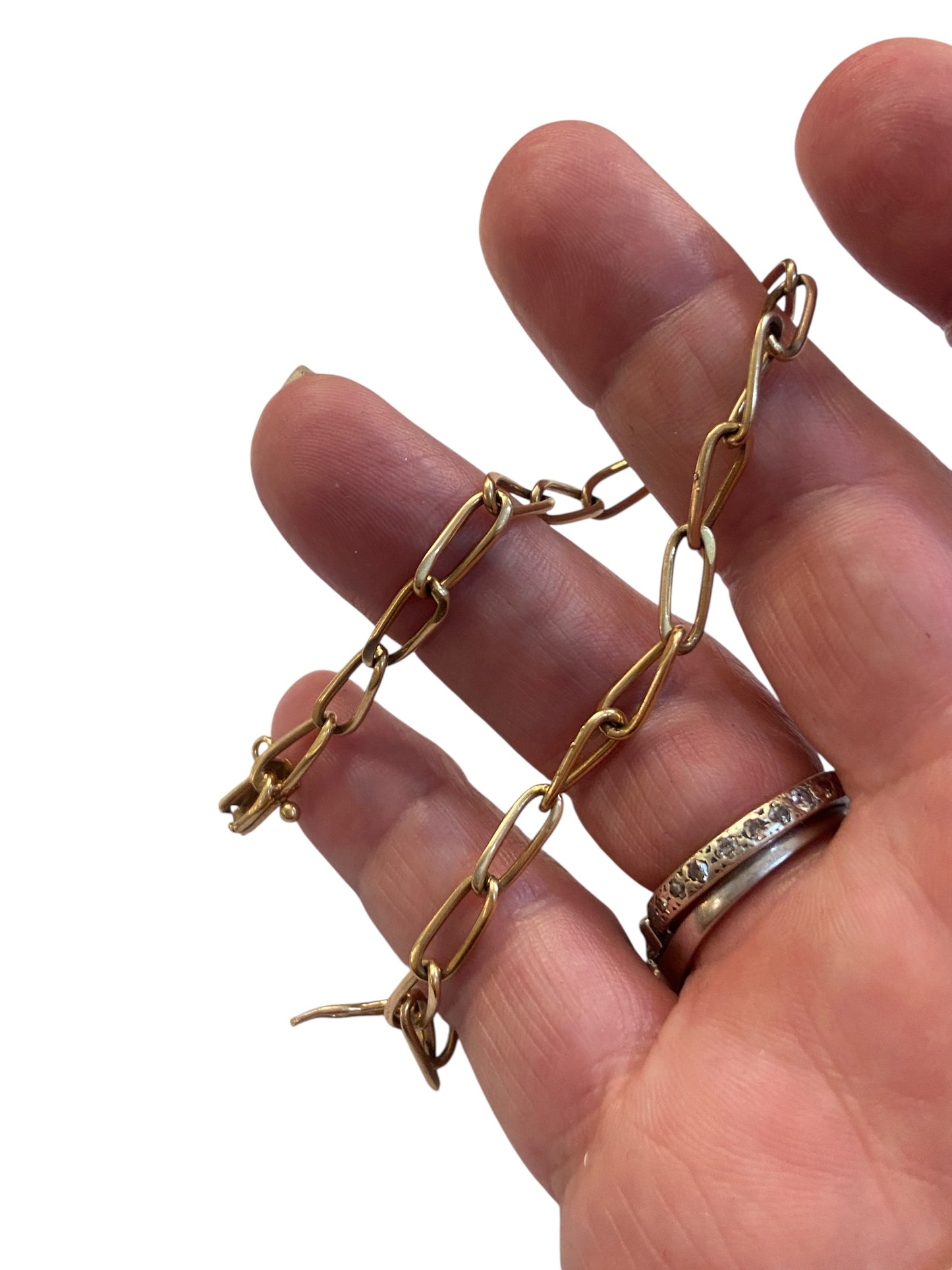 9ct vintage bracelet, paper clip link 7.5 inches 19 cm 7.5g