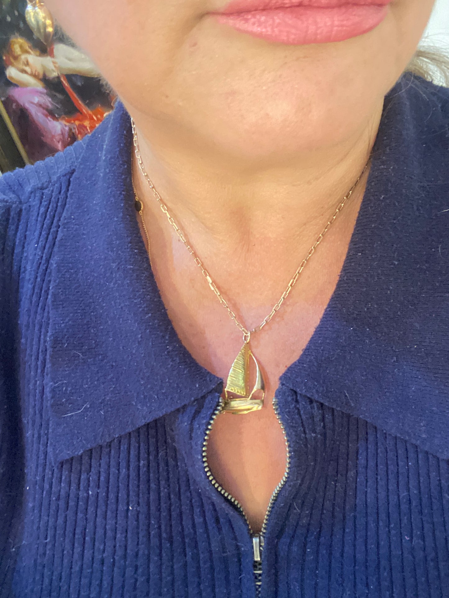 9ct vintage large sailing boat charm / pendant by CROPP and FARR