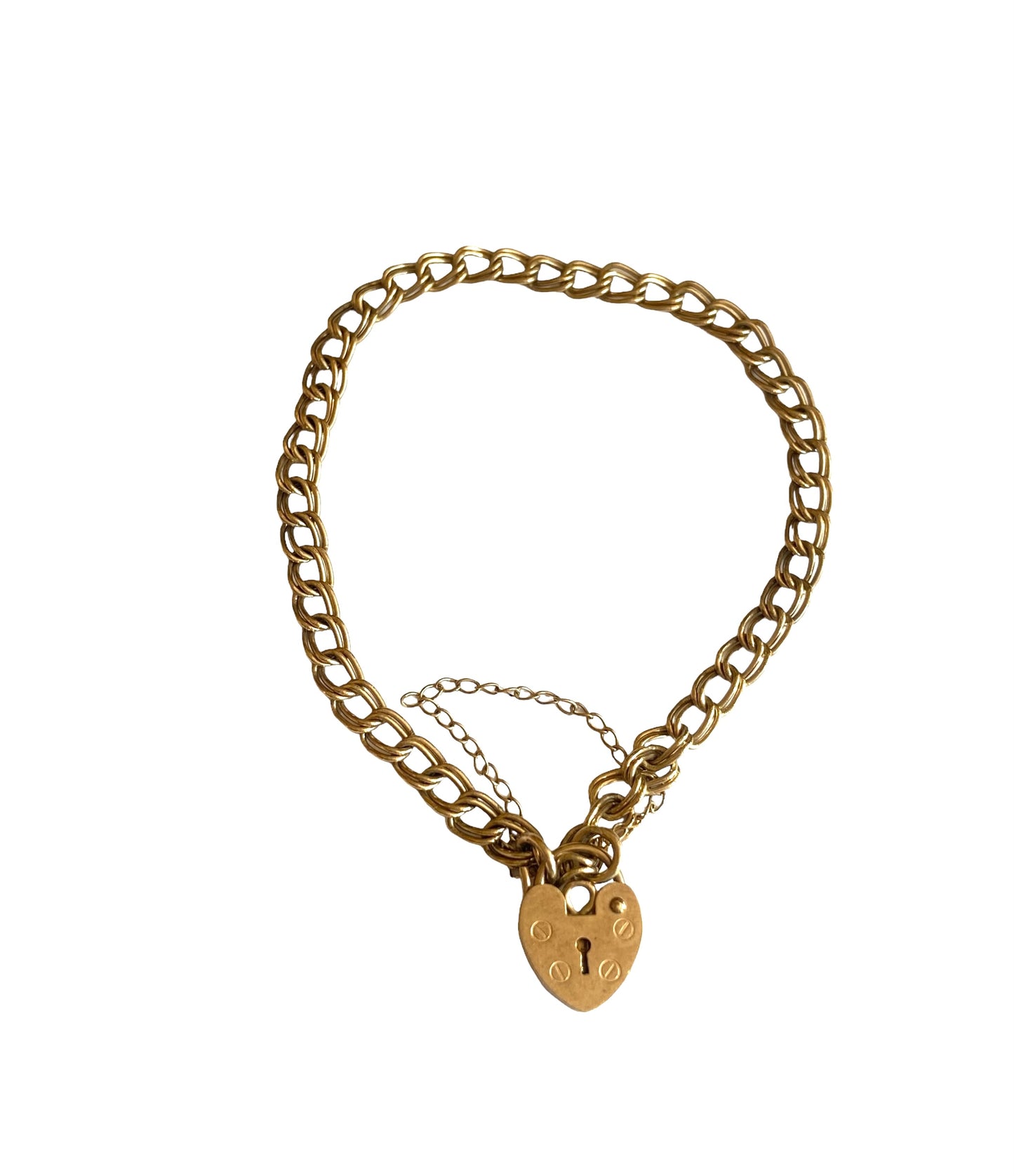 9ct vintage double link bracelet. charm bracelet , yellow gold
