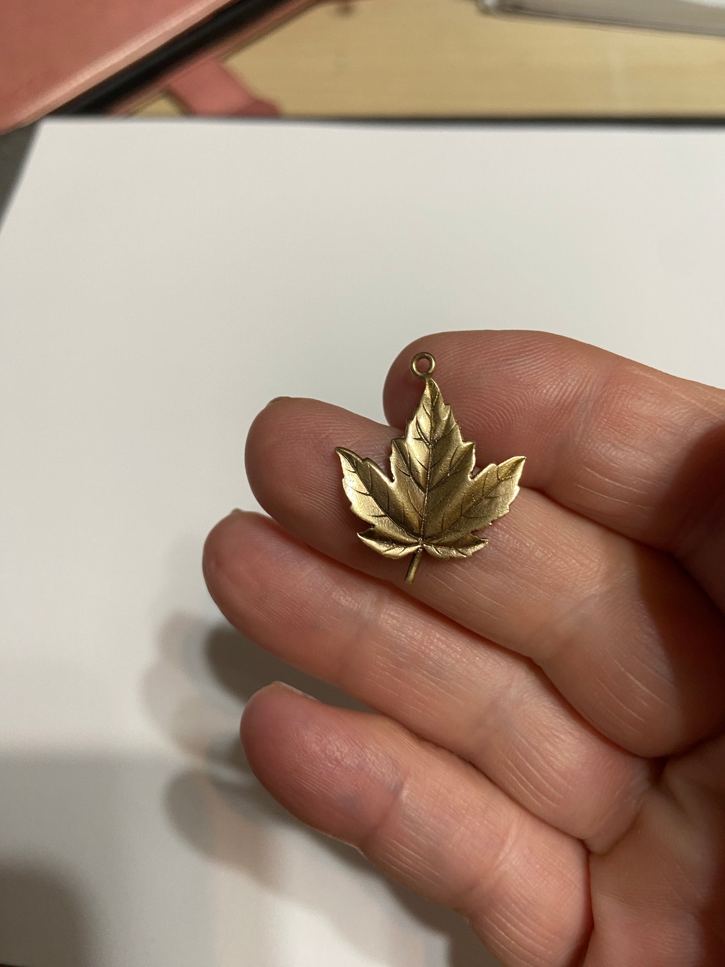 9ct vintage gold Canadian maple leaf charm / pendant circa 1959