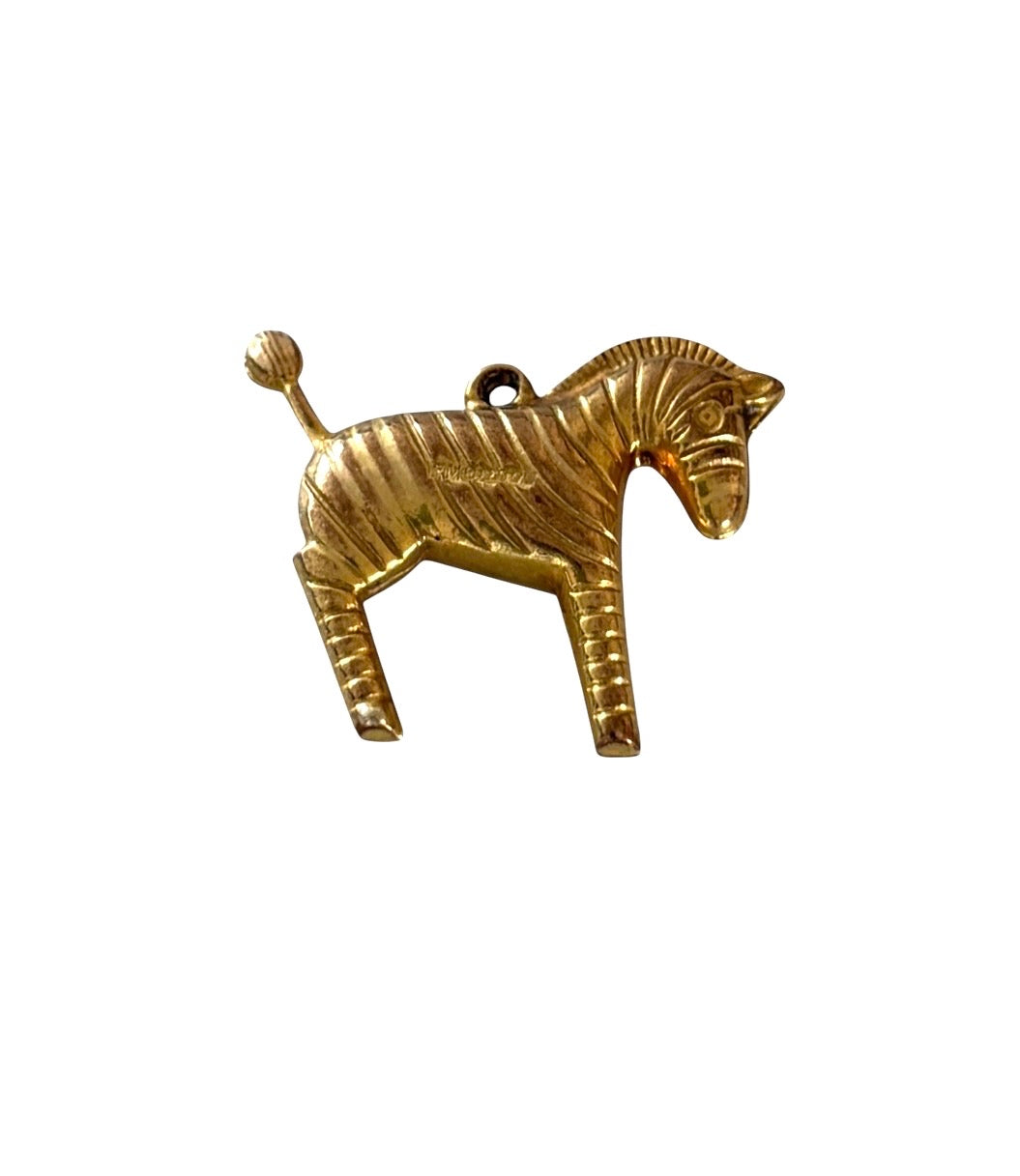 9ct vintage Zebra charm b y FM. Hollow 1.57g