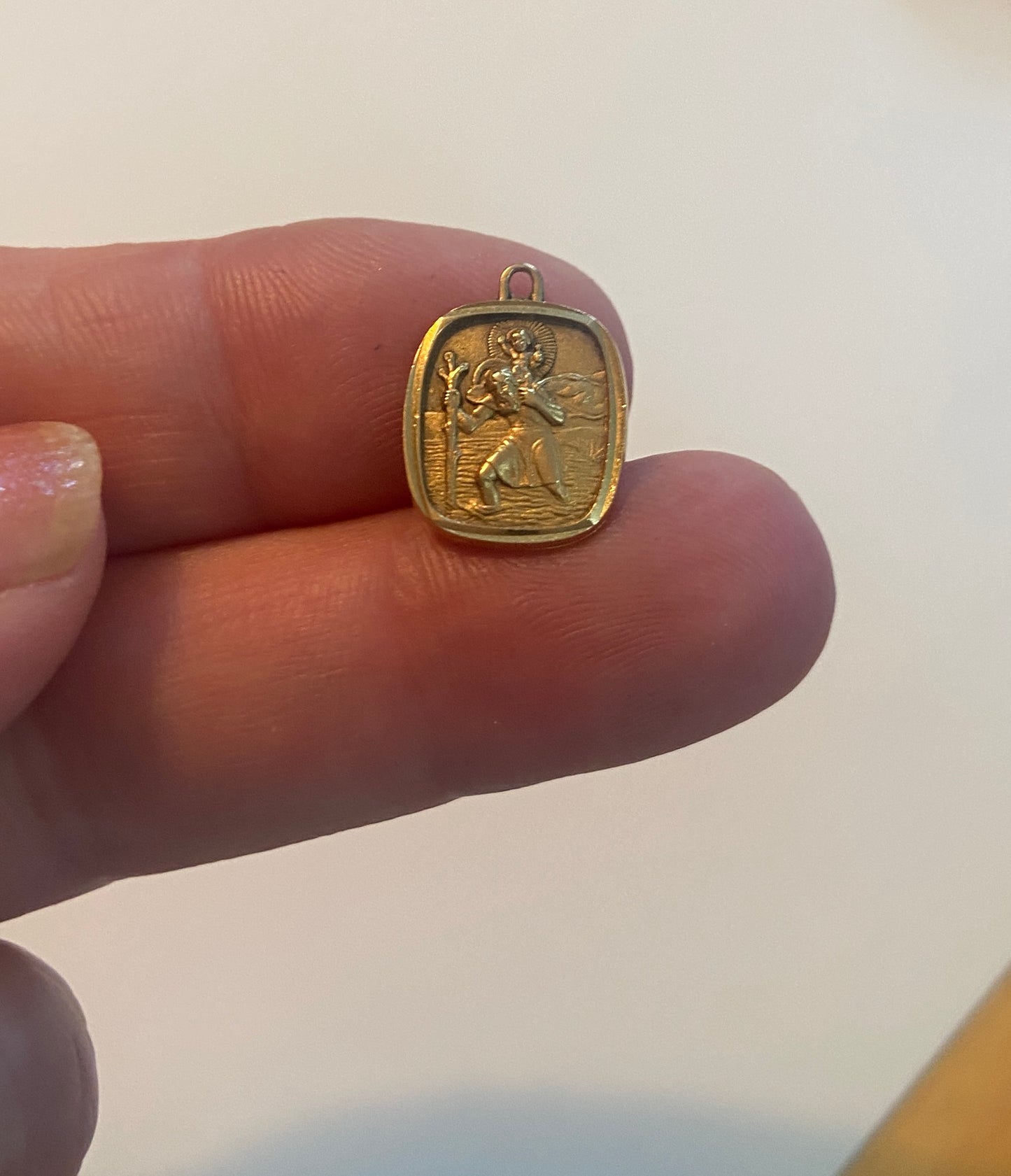 9ct vintage square St Christopher charm / pendant circa 1960