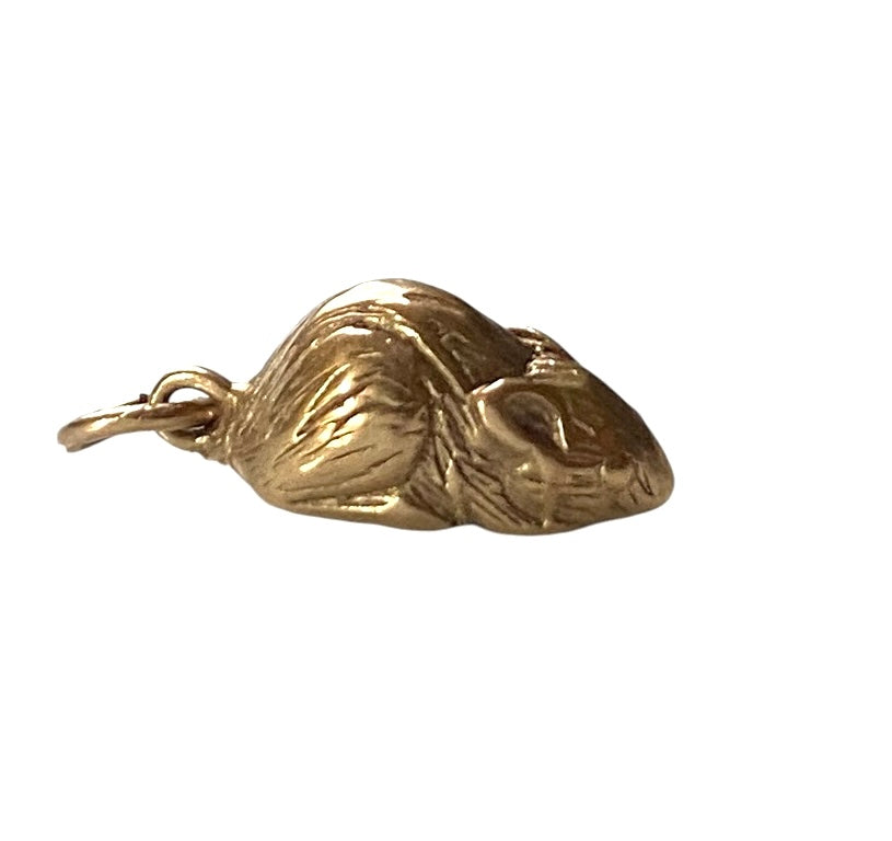 9ct vintage rat charm. solid gold circa 1964