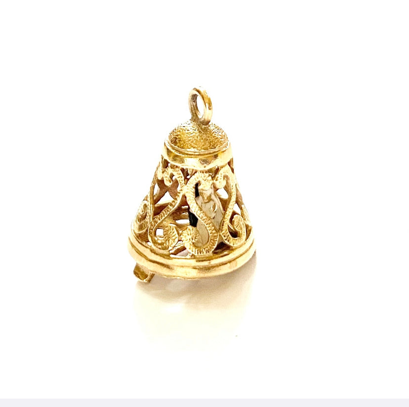 9ct wedding bell charm opening circa 1975