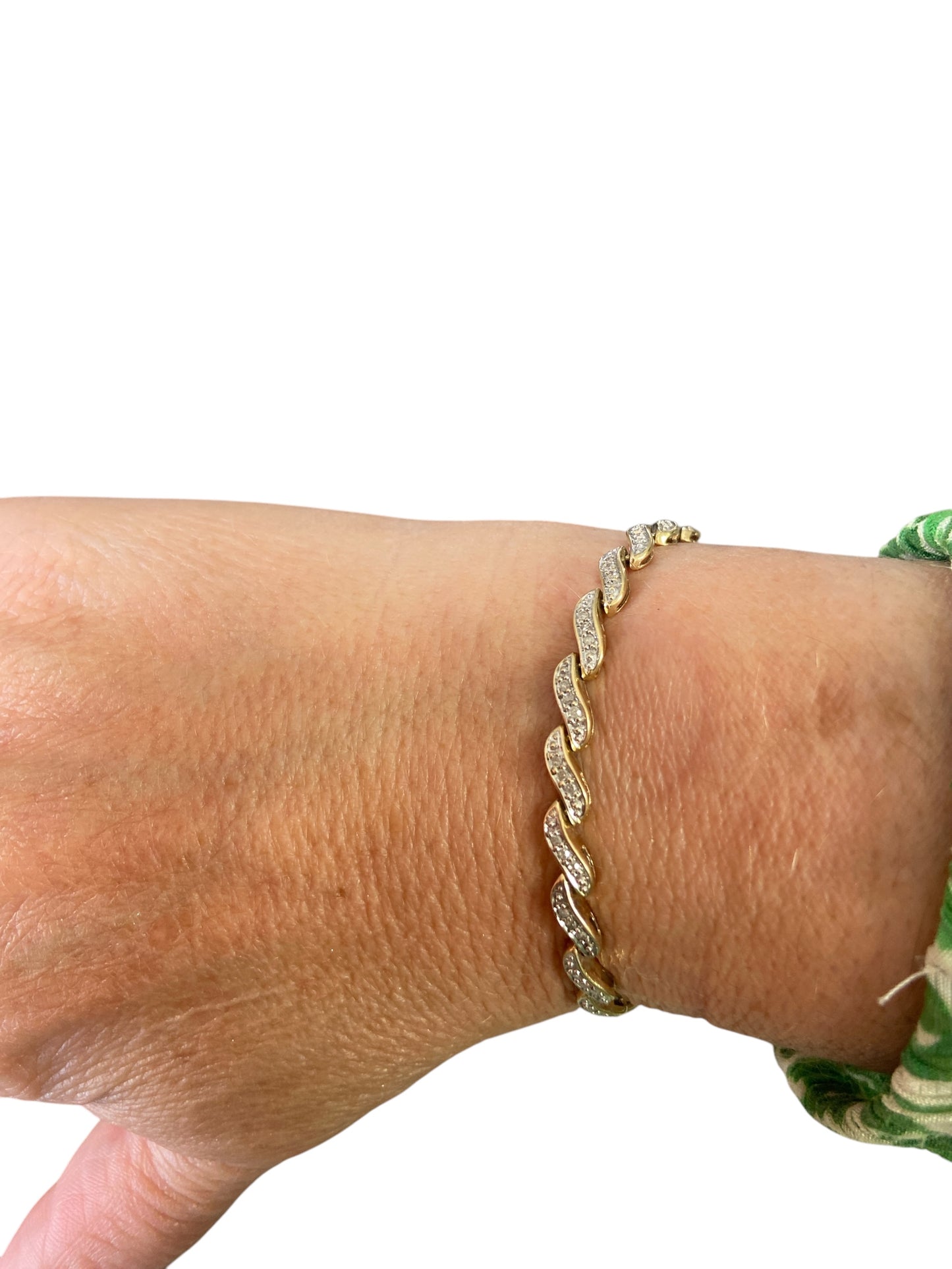 9ct vintage diamond bracelet. 17 cm.