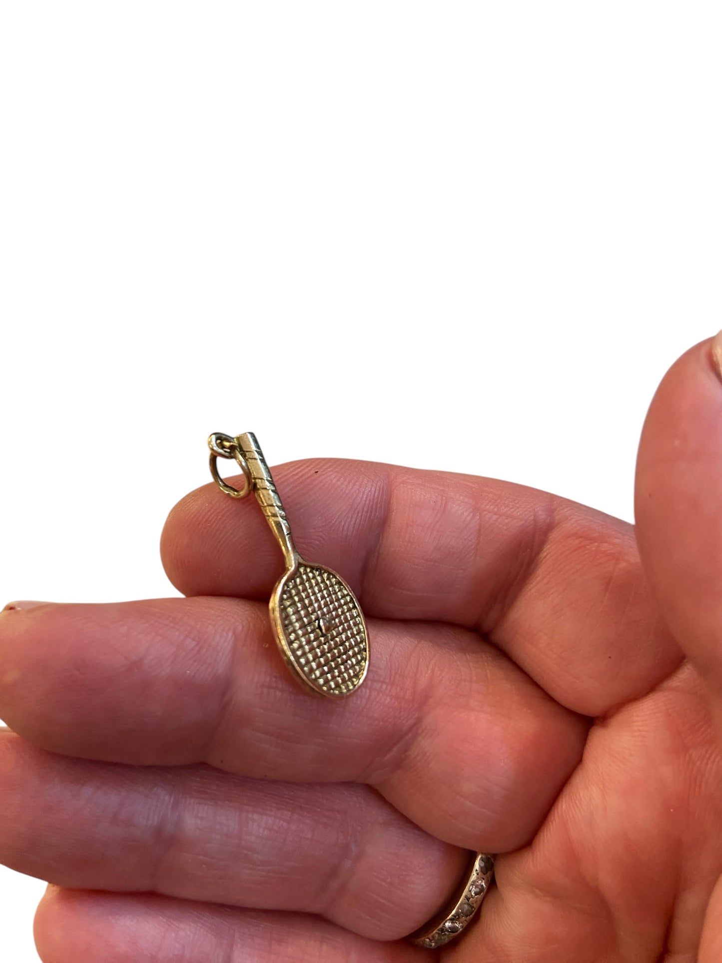 9ct vintage tennis racket charm / pendant circa 1960s