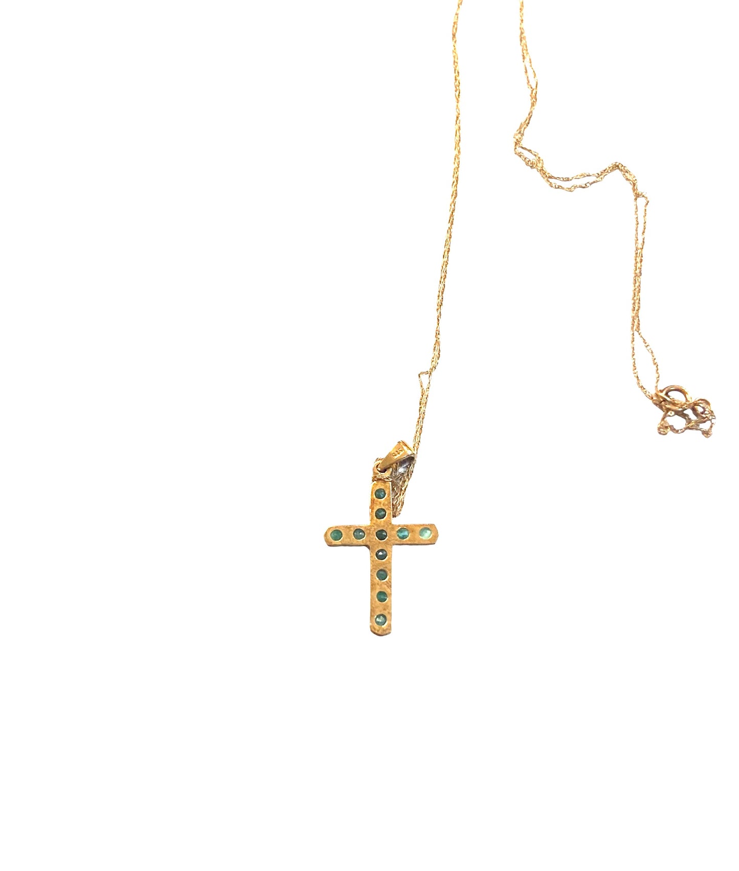 9ct vintage emerald cross with 19 inch chain