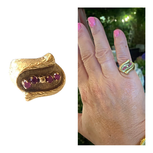 118ct vintage pinky ring size J 1/2 8.6g with rubies