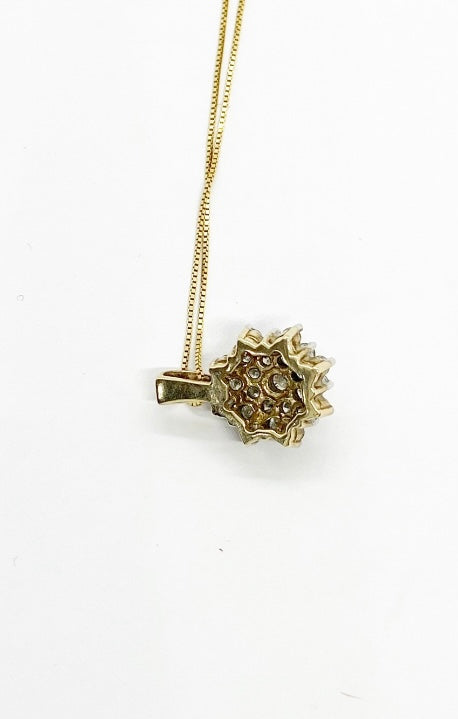 10ct pre owned diamond cluster and chain necklace