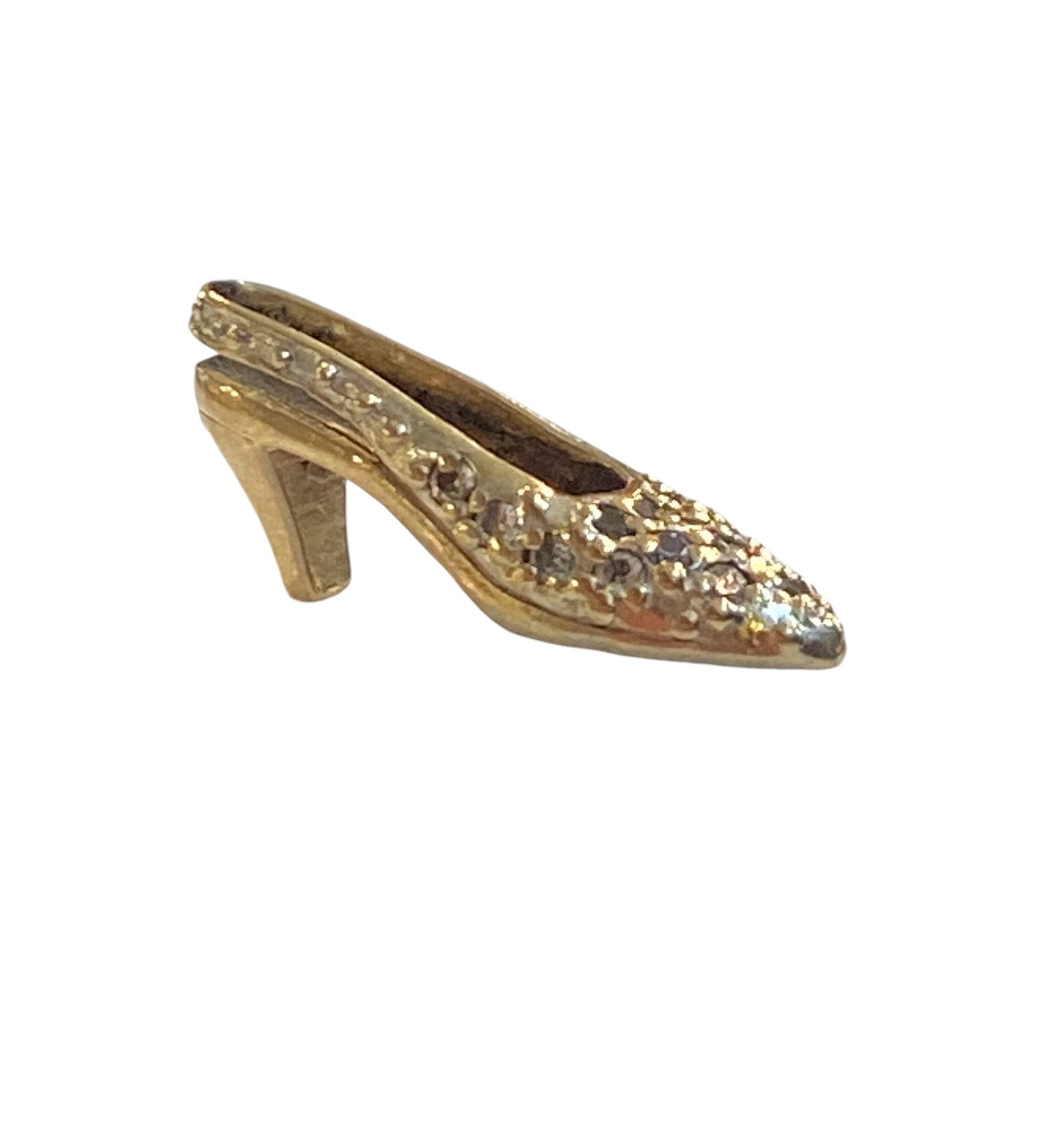 9ct vintage cinderella slipper charm . yellow gold