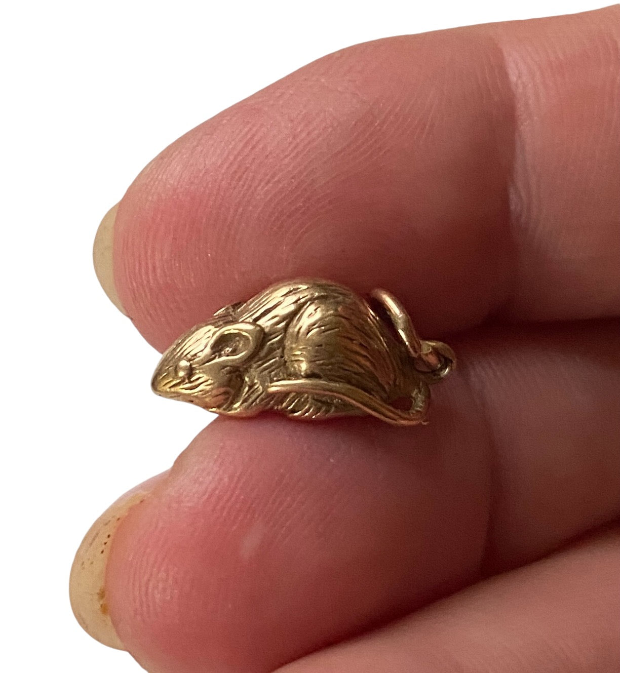 9ct vintage rat charm. solid gold circa 1964