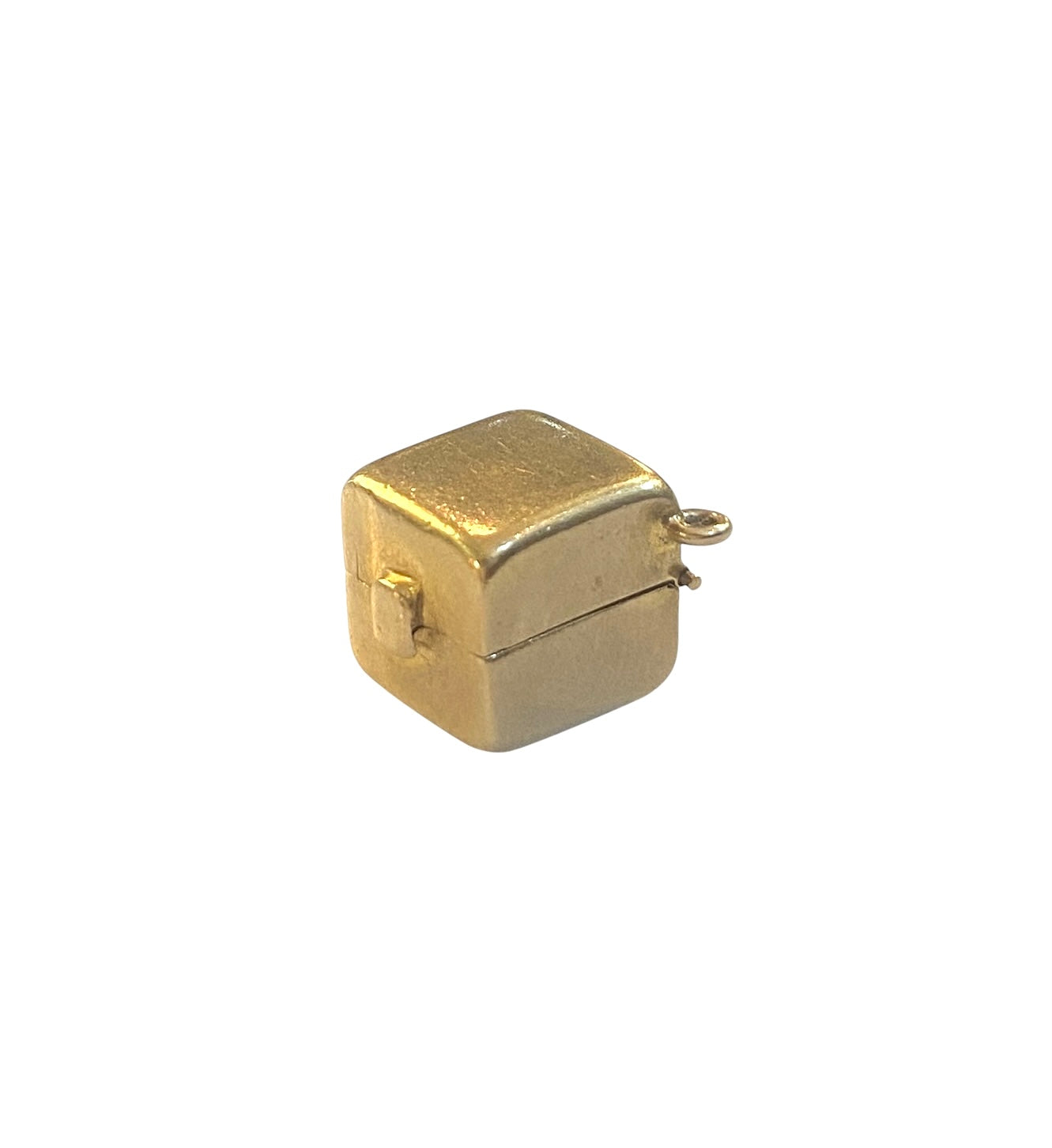 9ct vintage gold box charm with a ring inside circa 1952