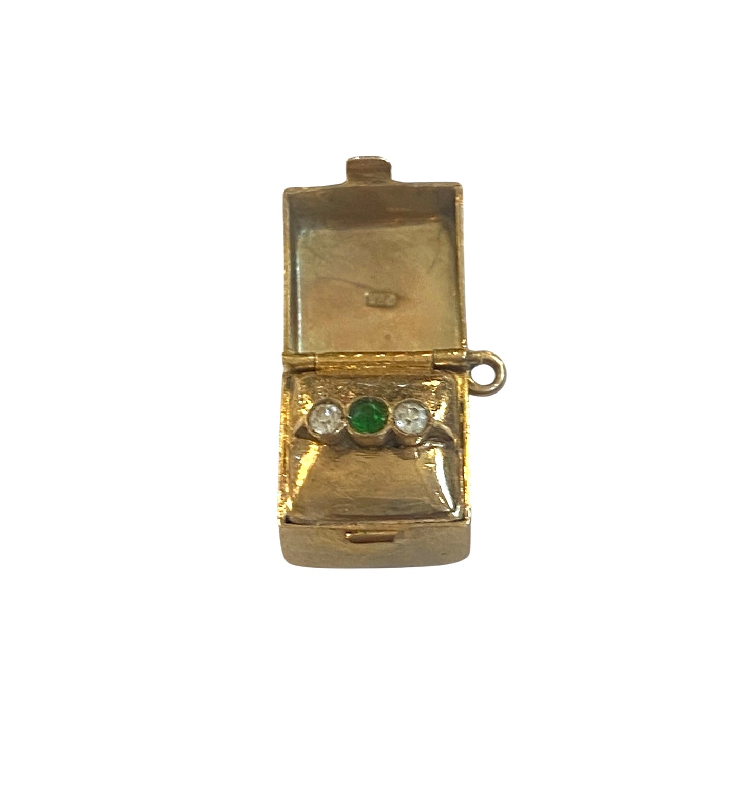 9ct vintage gold box charm with a ring inside circa 1952