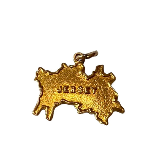 9ct vintage map of jersey charm / pendant