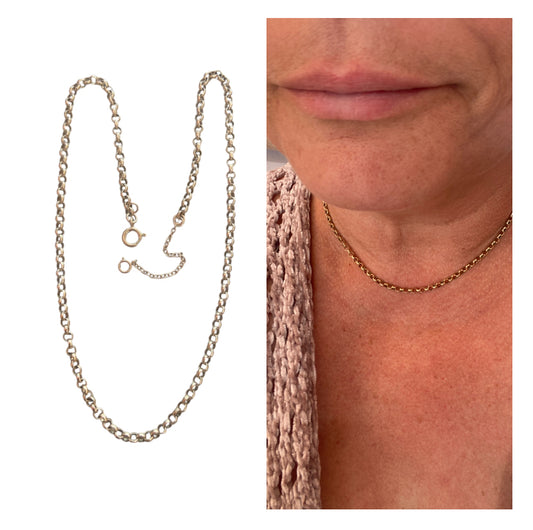 9ct vintage belcher chain with safety chain 9.1g