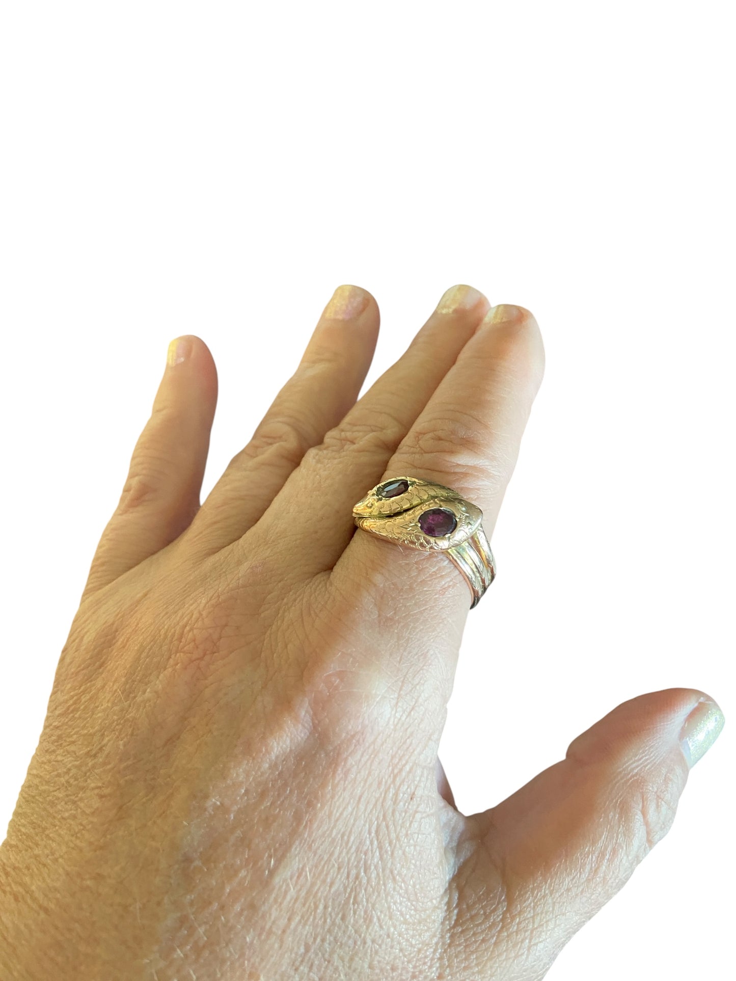 9ct antique double headed snake ring chester 1915 ring size Z 1/2