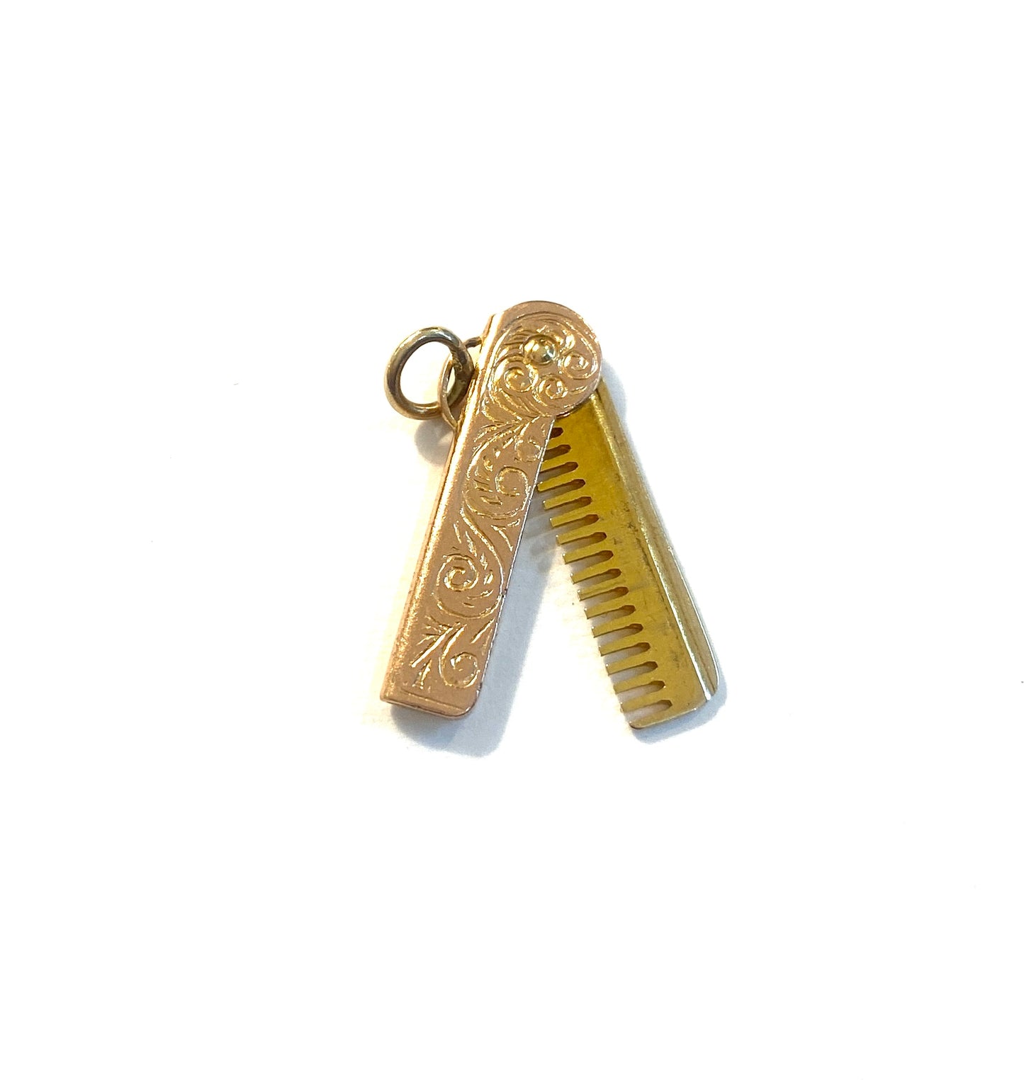 9ct vintage comb charm / pendant retractable circa 1968