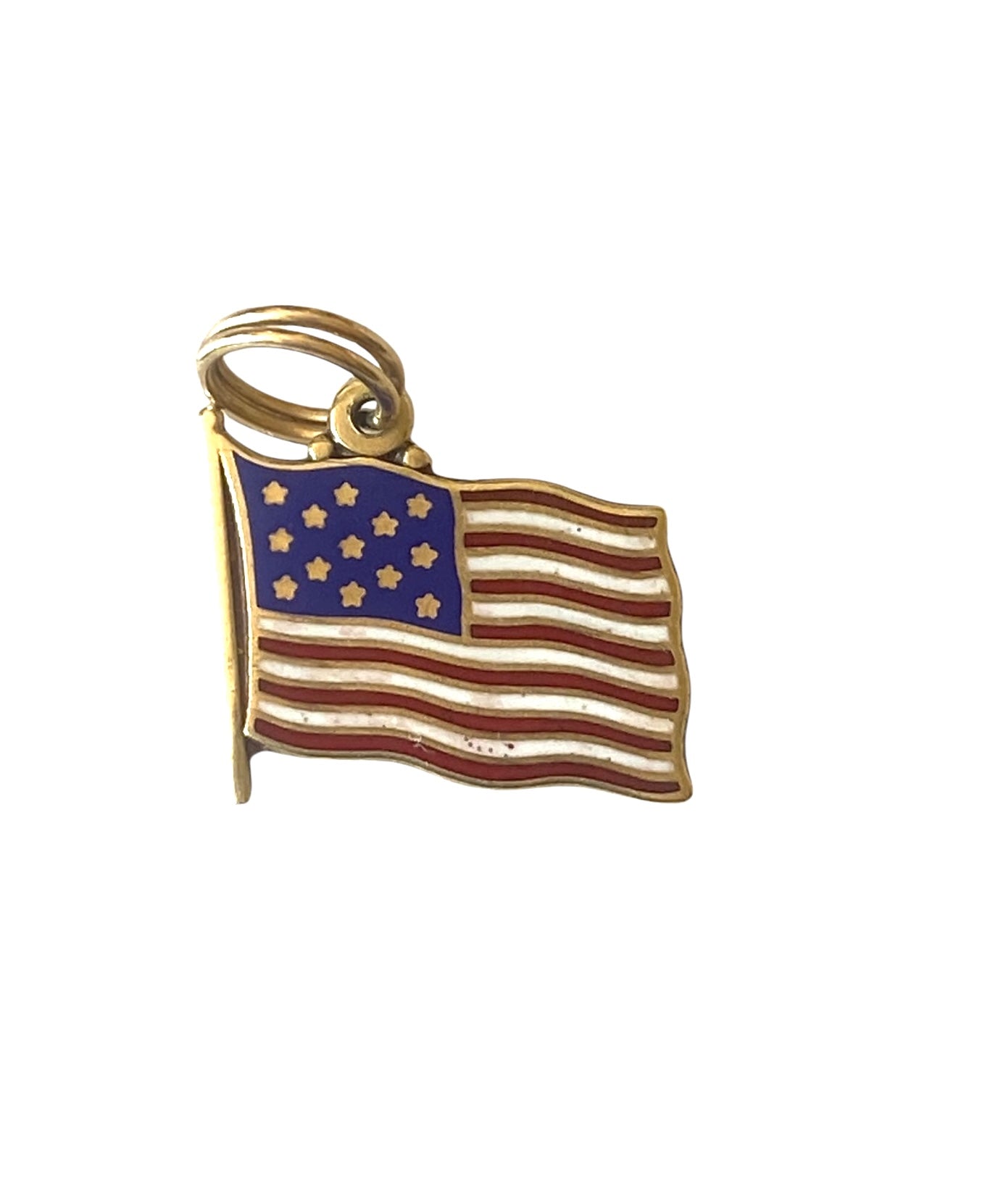 14ct American flag charm / pendant. enamelled. 1.7g