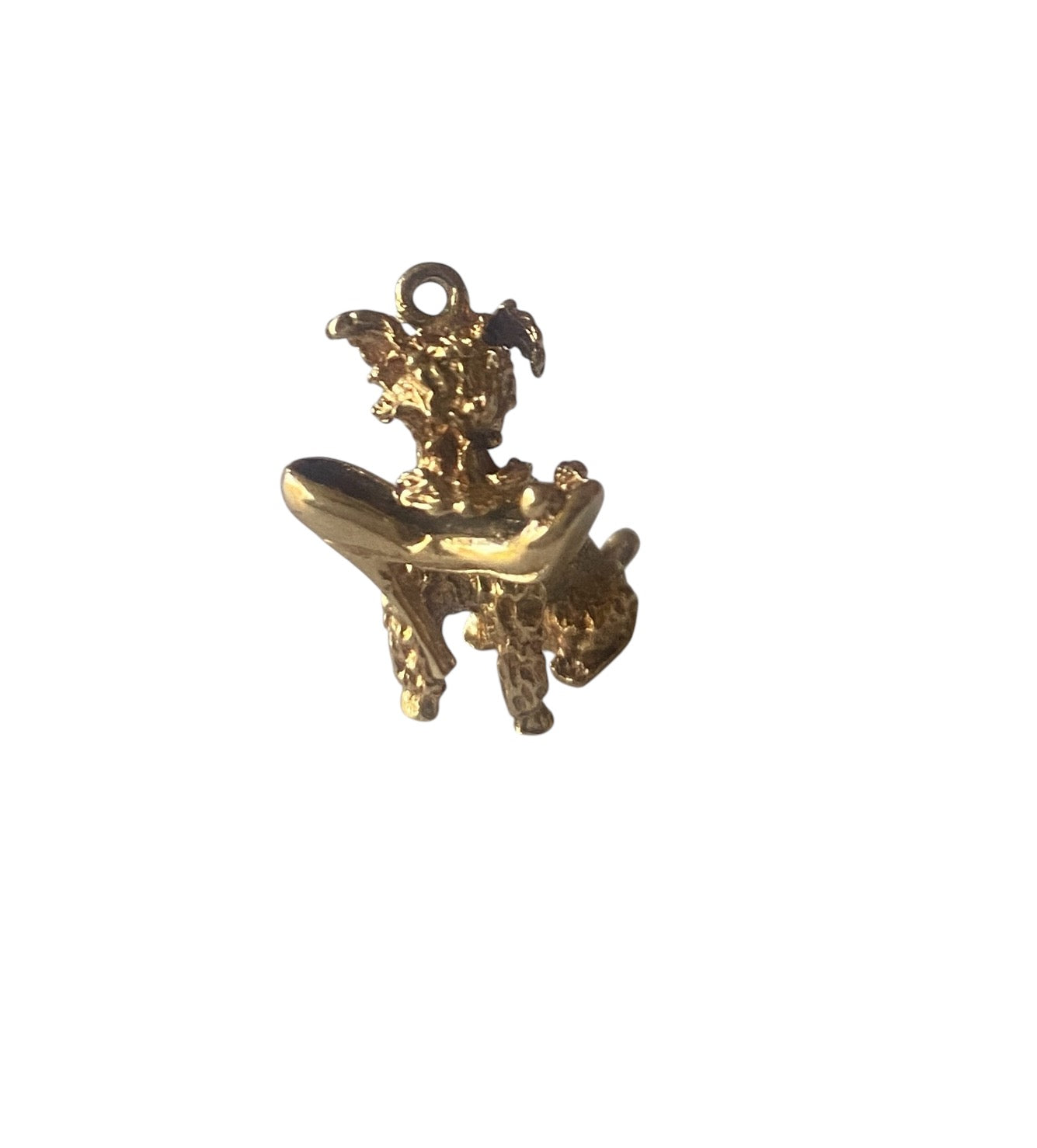 9ct vintage poodle charm with shoe. circa 1972 maker FM
