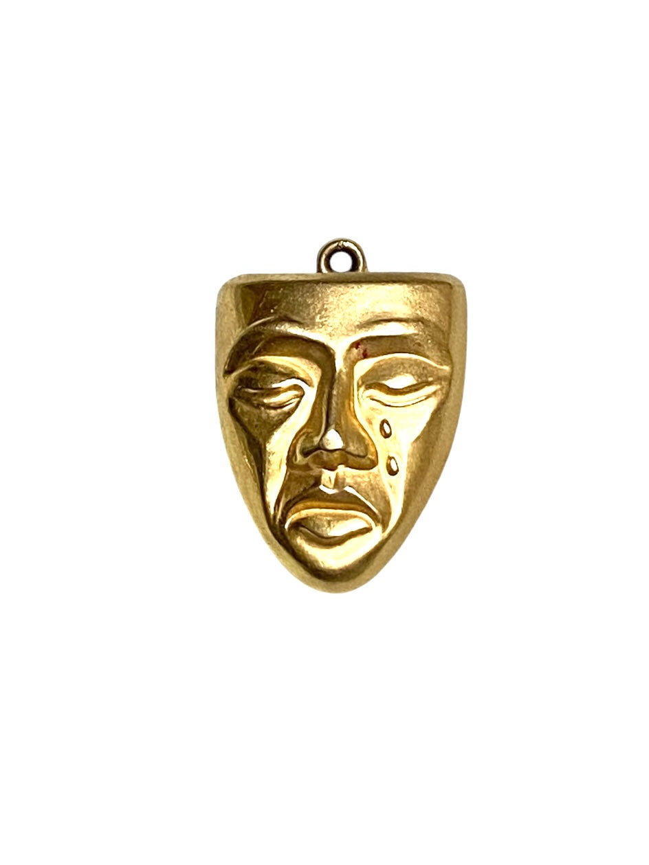 9ct vintage comedy and tragedy mask charm / pendant