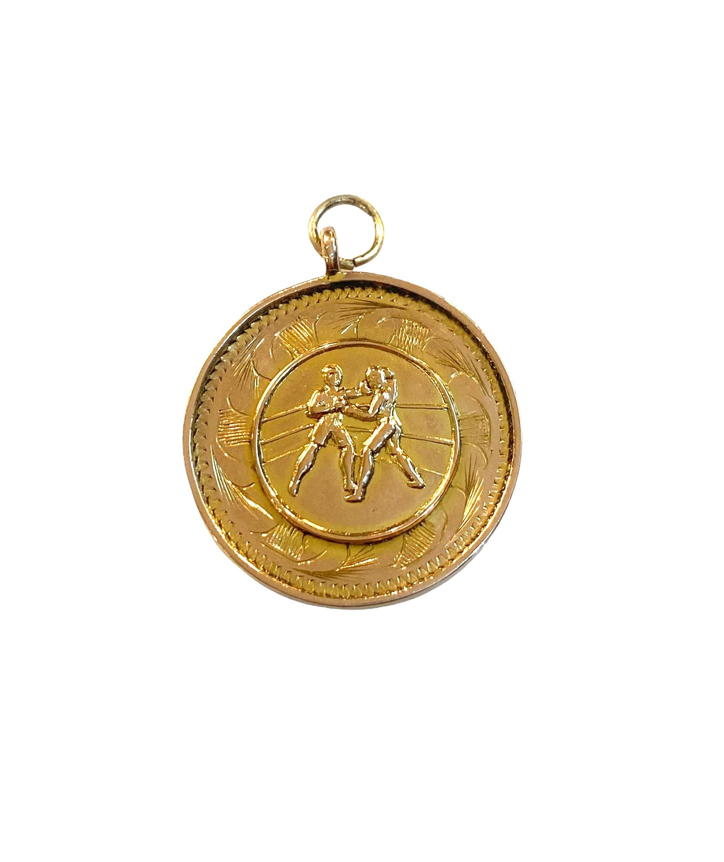 9ct vintage boxing disc pendant / charm