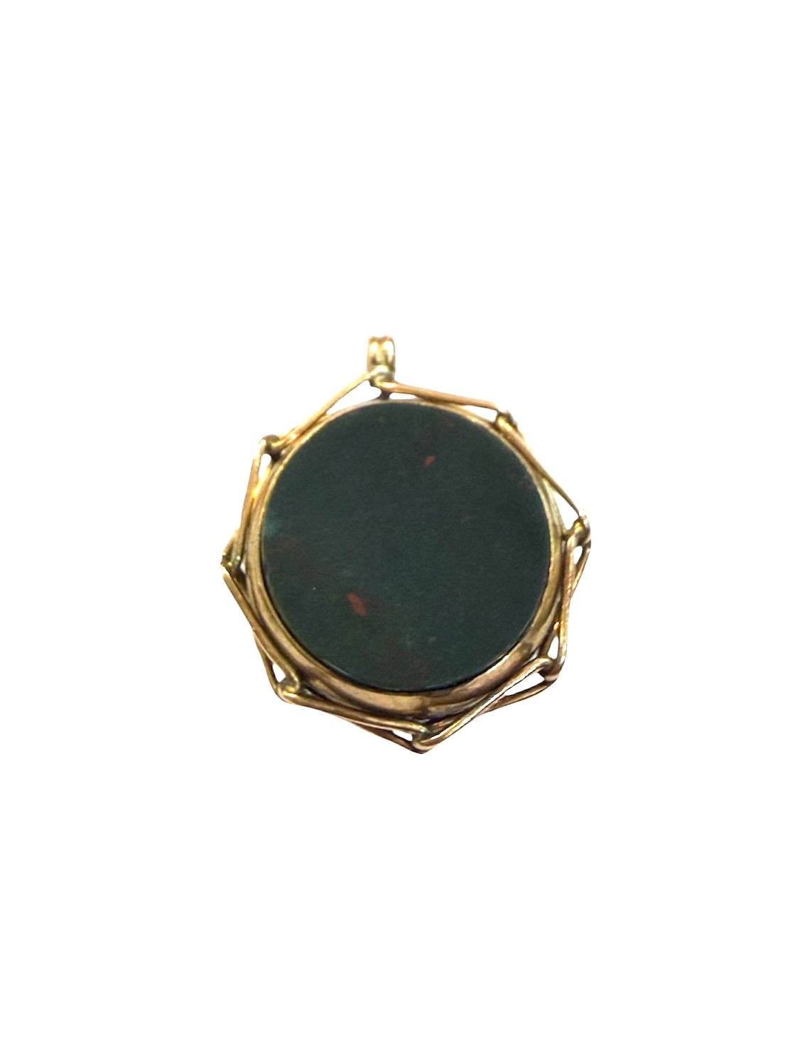 9ct Antique compass pendant / charm circa 1900 with a bloodstone reverse.