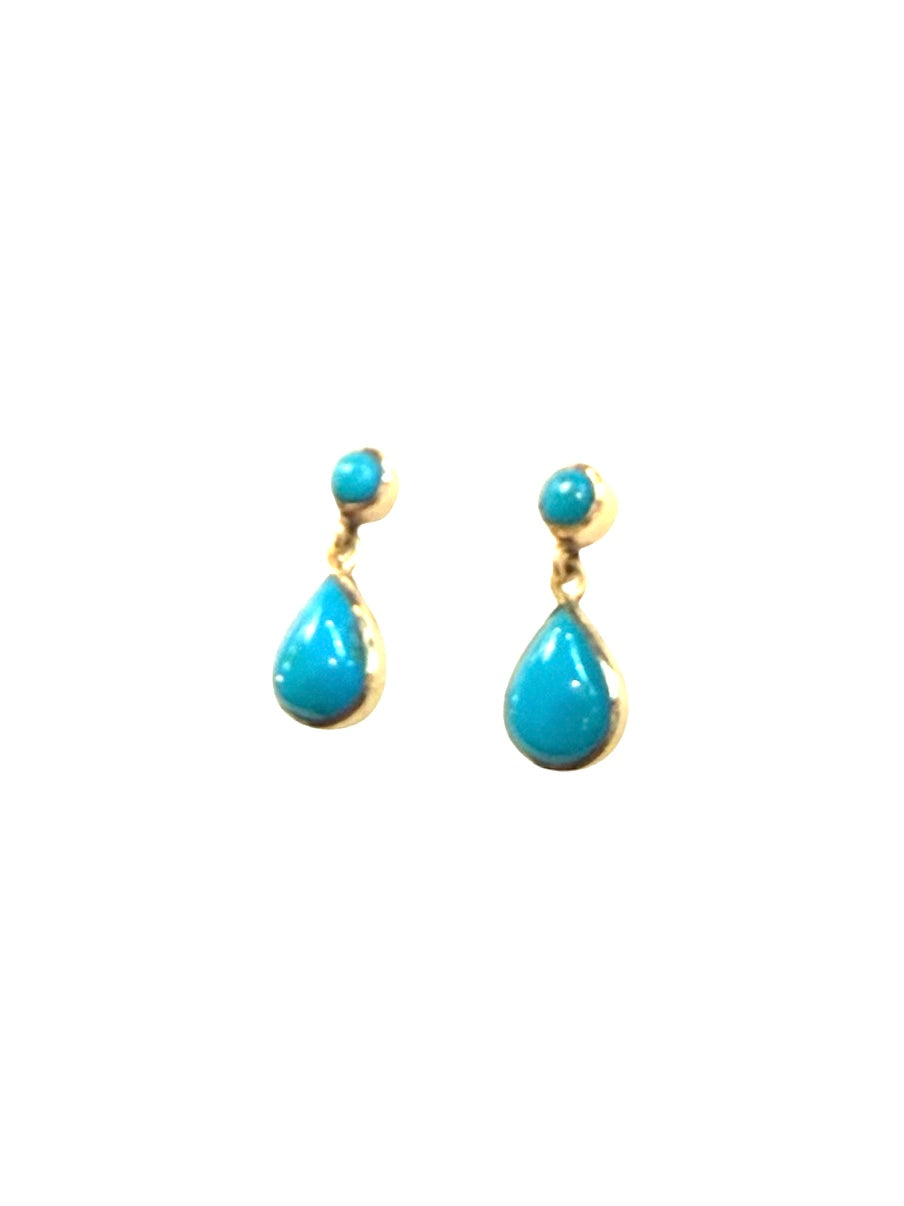 9ct vintage turquoise drop earrings . small