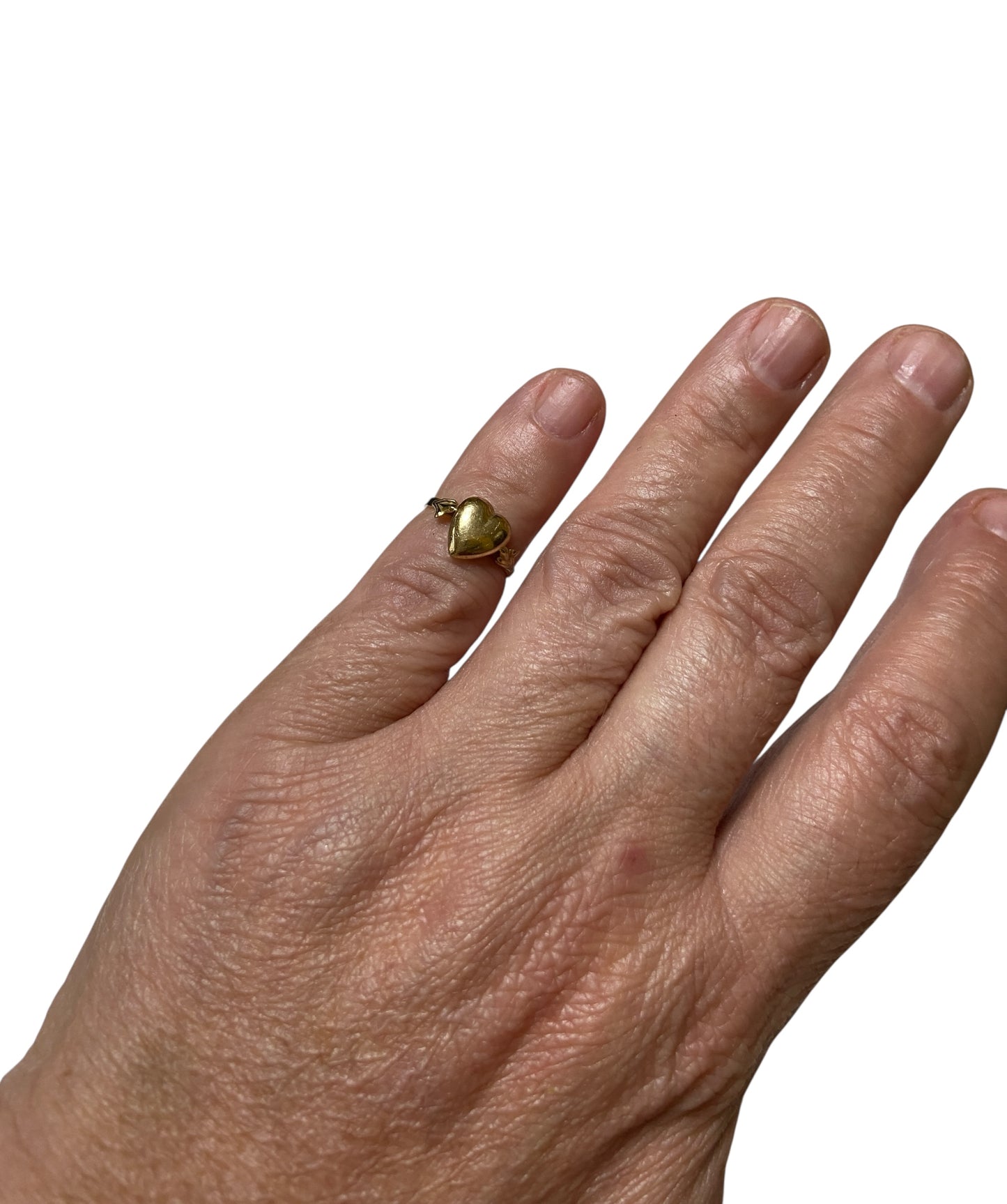 9ct heart shaped baby ring size E. christening gift