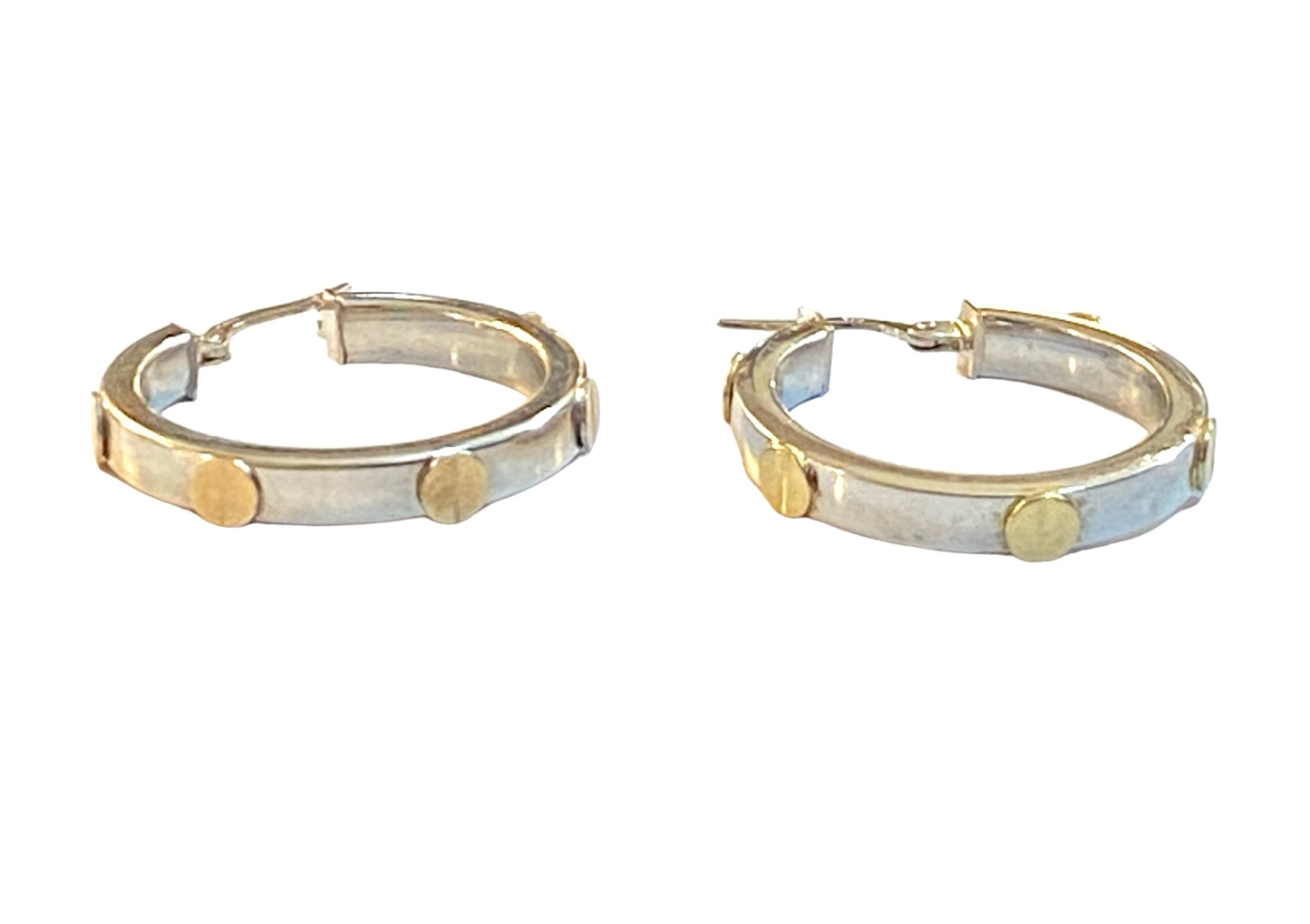 9ct pre owned hoop earring in white and yellow gold circa 2009