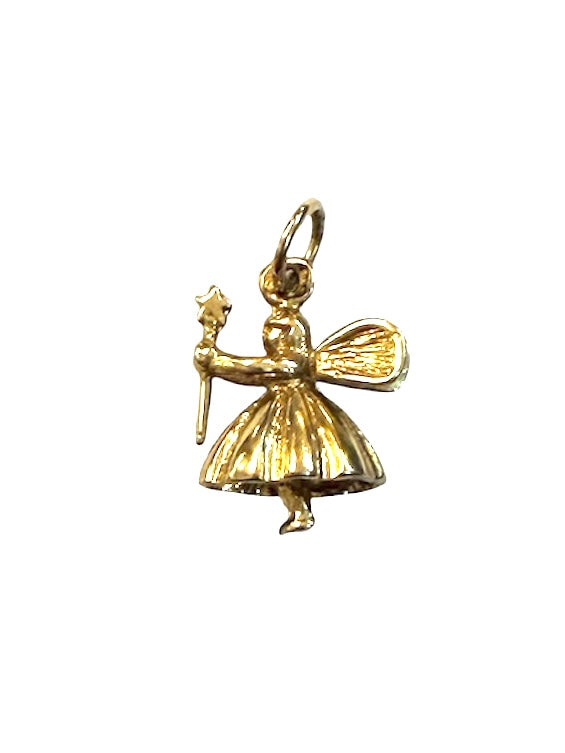 9ct vintage fairy godmother charm , 2.08g