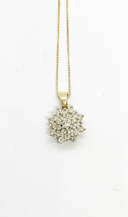 10ct pre owned diamond cluster and chain necklace