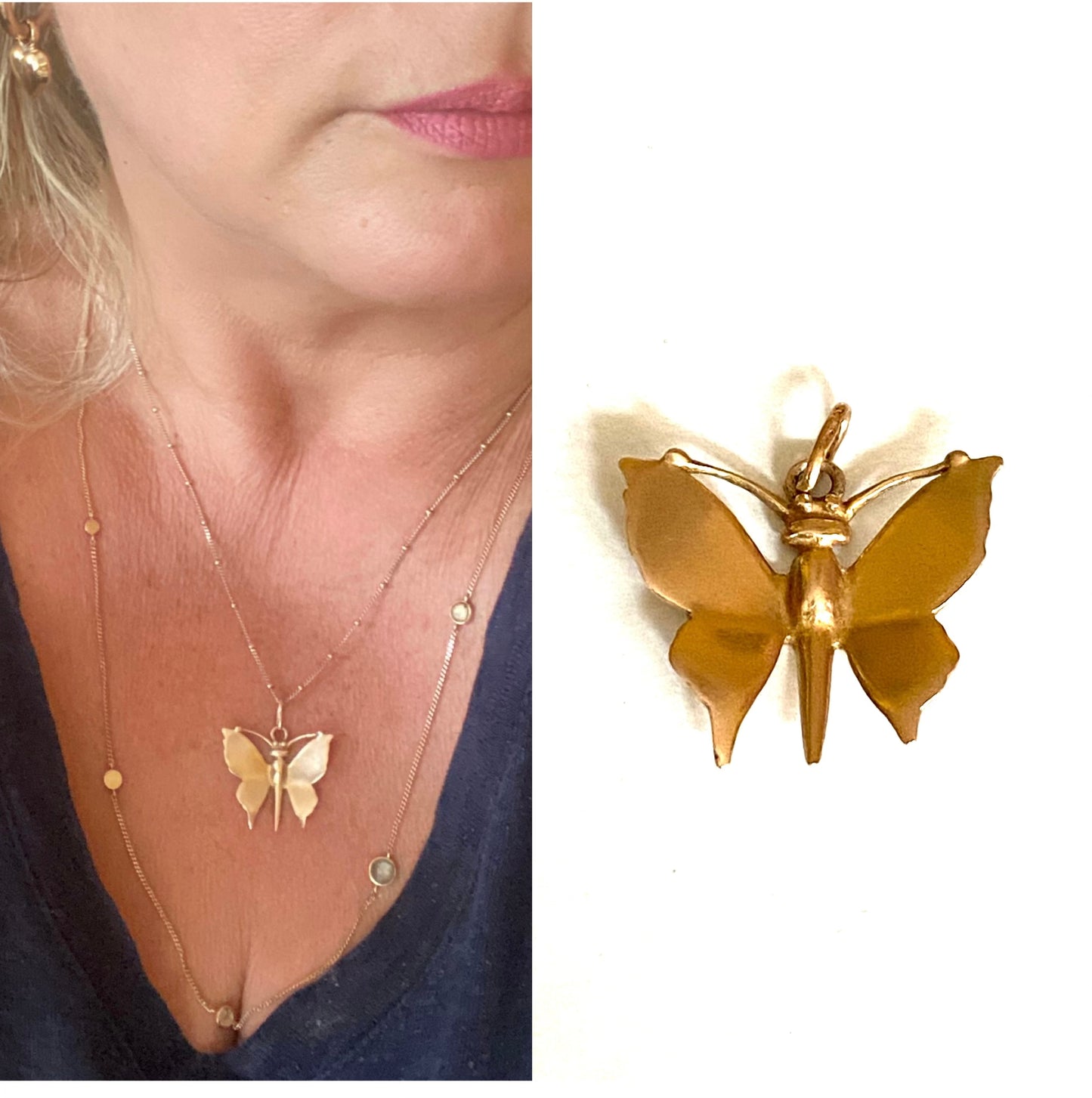 9ct vintage gold butterfly pendant 4.1g