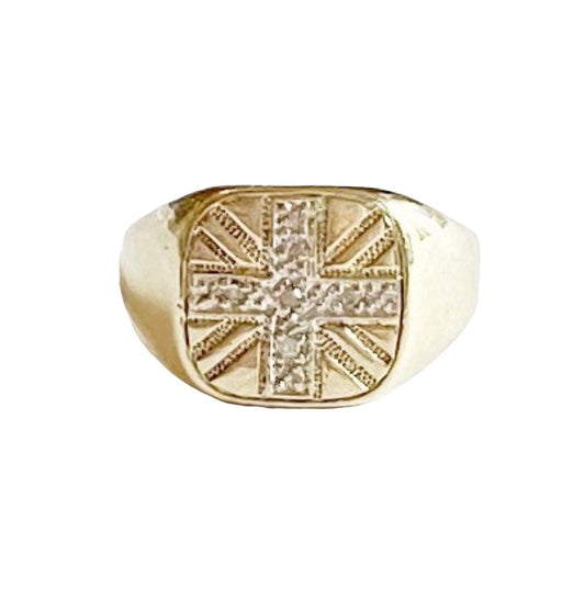 9ct vintage diamond ring with cross size N1/2-O