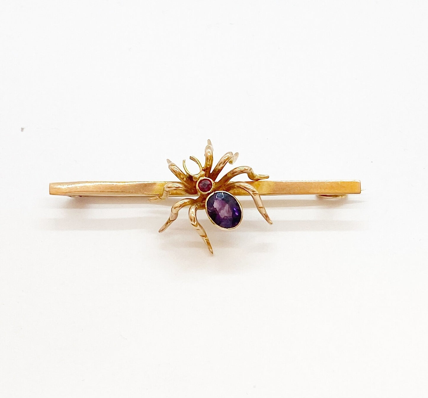 9ct vintage spider brooch with Amethyst body