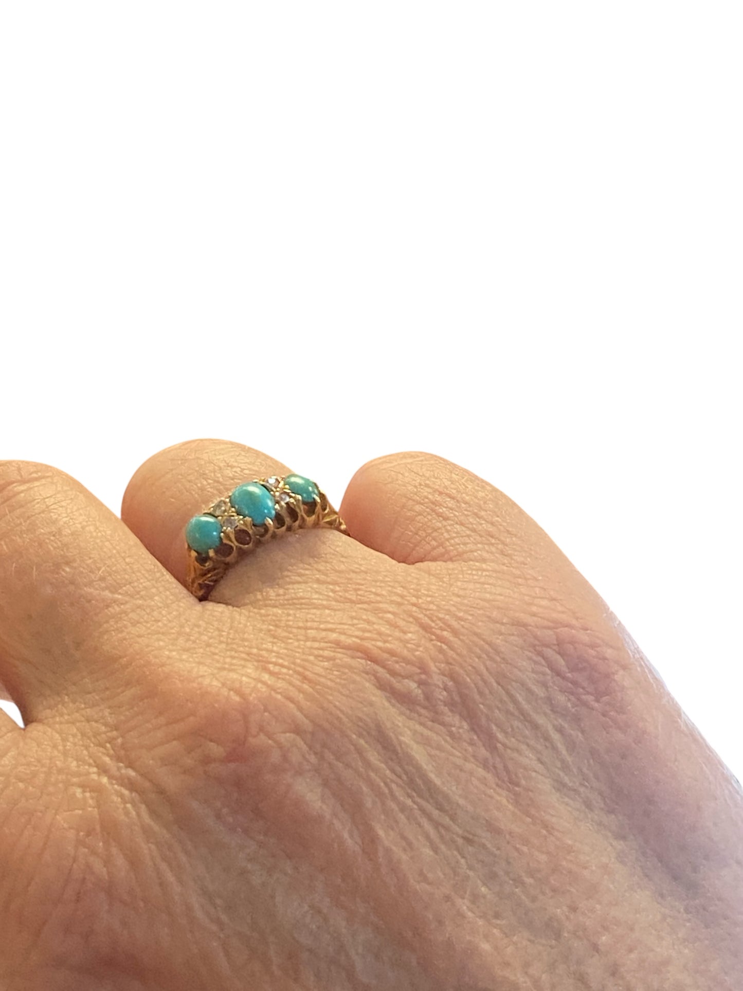 18ct antique turquoise ring size N 1/2 circa 1901