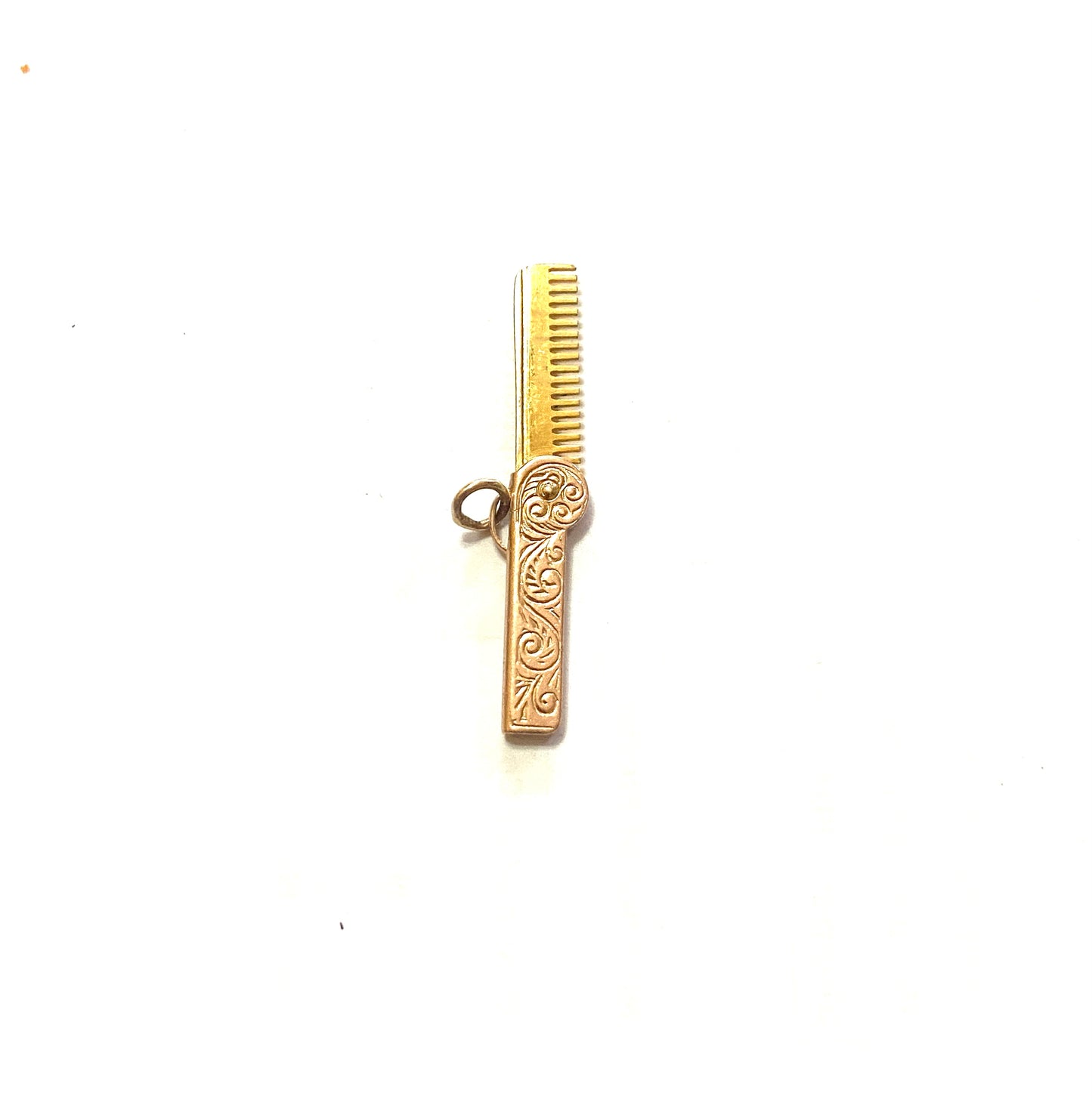 9ct vintage comb charm / pendant retractable circa 1968