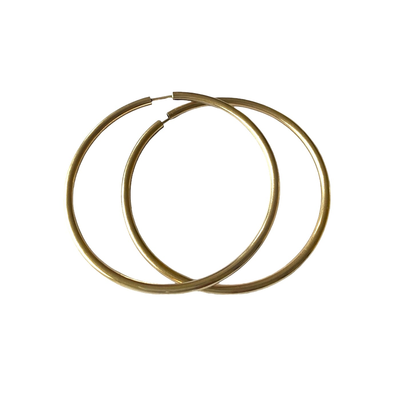 9ct vintage large yellow gold plain hoop earrings 5.0g