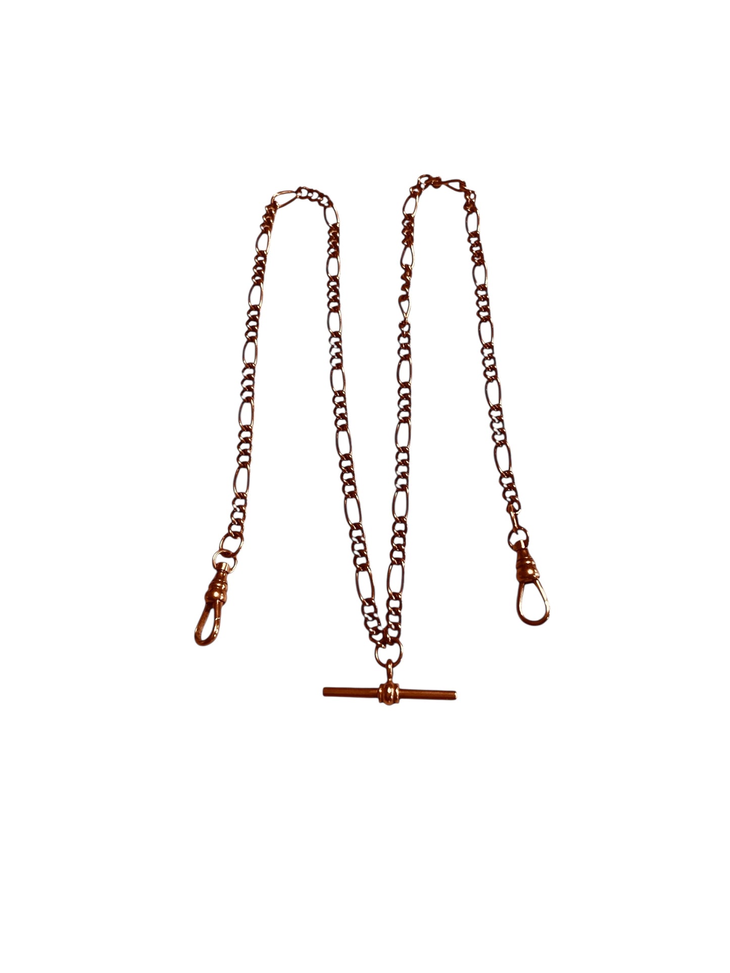 9ct vintage rose gold Albert chain. fancy link figaro. 15.8g