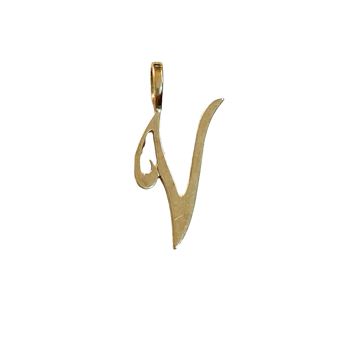 9ct preowned / vintage initial / letter 'V' charm pendant
